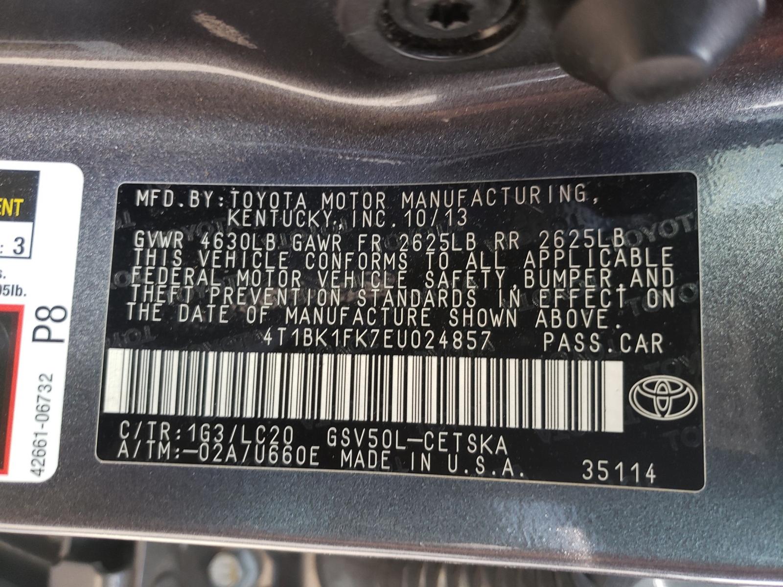 Photo 10 from auction – 2014 TOYOTA CAMRY SE with VIN 4T1BK1FK7EU024857