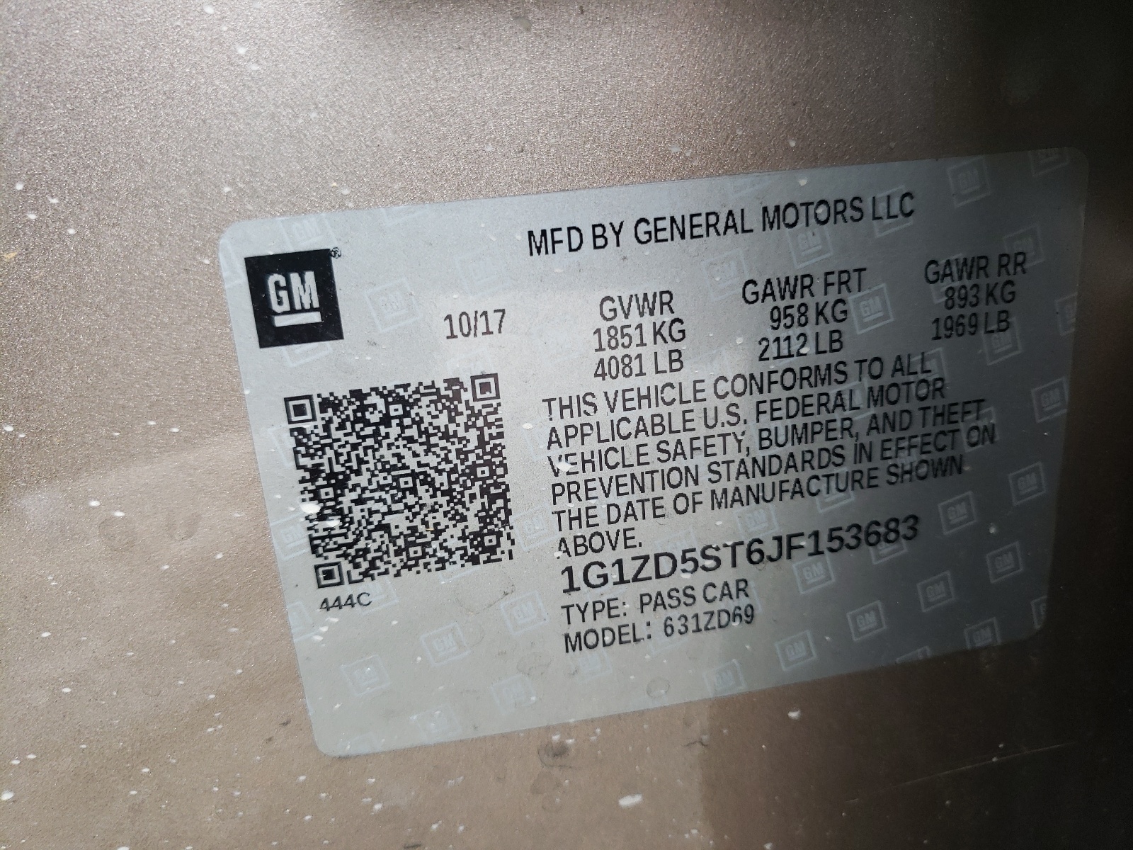 Photo 10 from auction – 2018 CHEVROLET MALIBU LT with VIN 1G1ZD5ST6JF153683