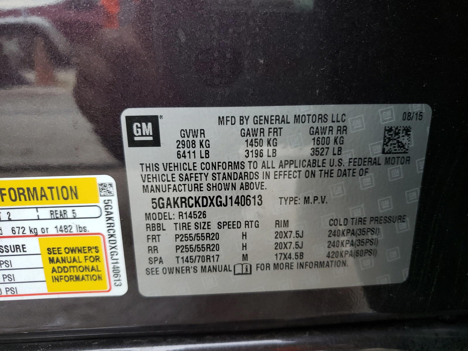 Photo 10 from auction – 2016 BUICK ENCLAVE with VIN 5GAKRCKDXGJ140613