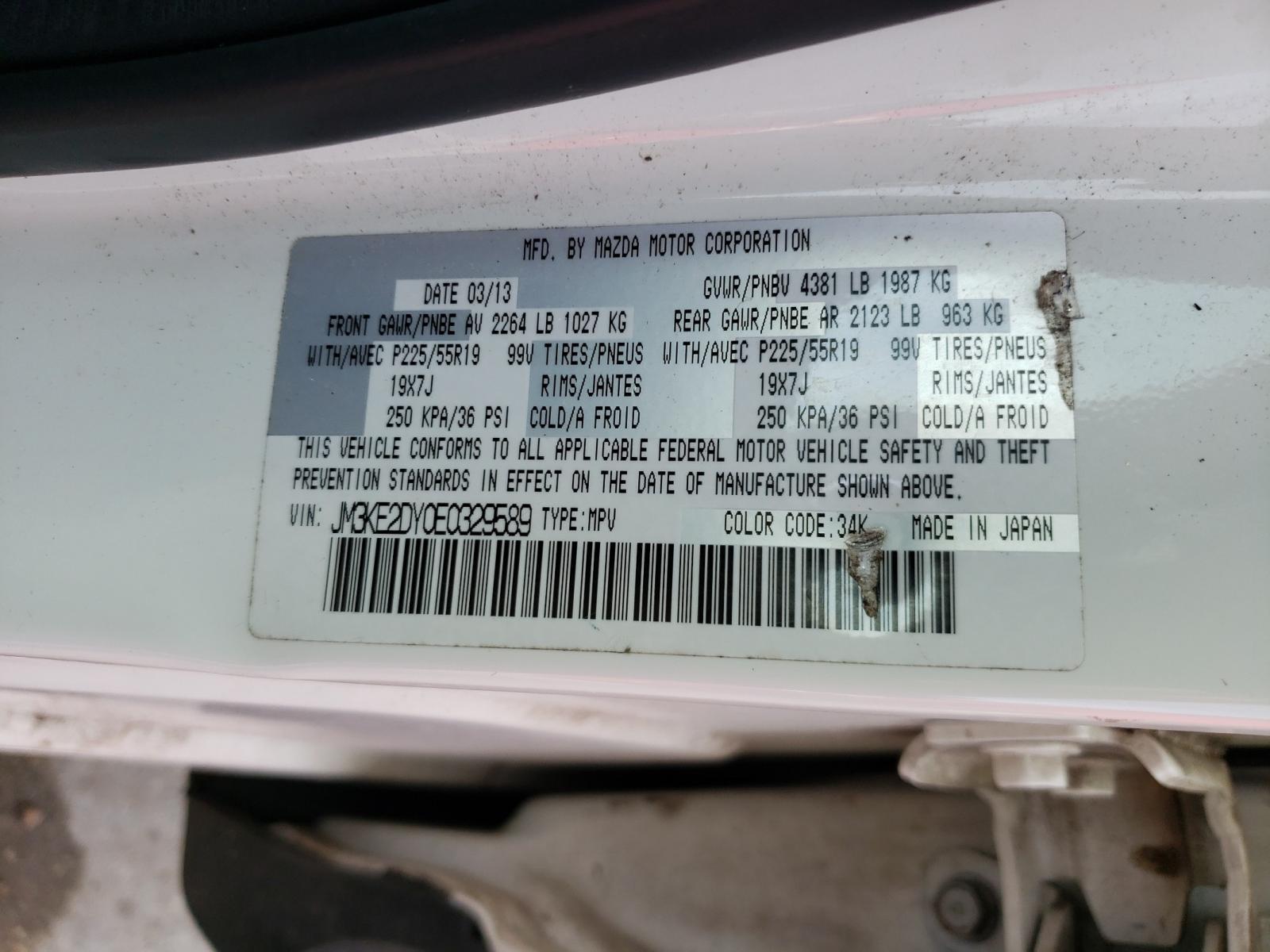 Photo 10 from auction – 2014 MAZDA CX-5 GT with VIN JM3KE2DY0E0329589