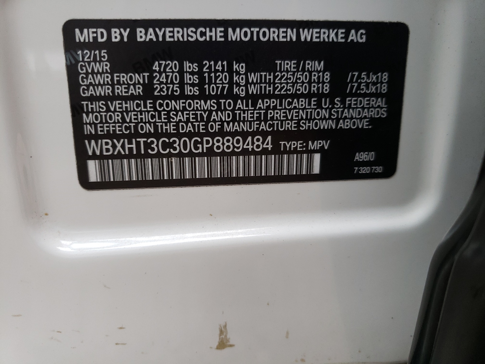 Фото 10 с аукциона – 2016 BMW X1 XDRIVE2 с VIN WBXHT3C30GP889484