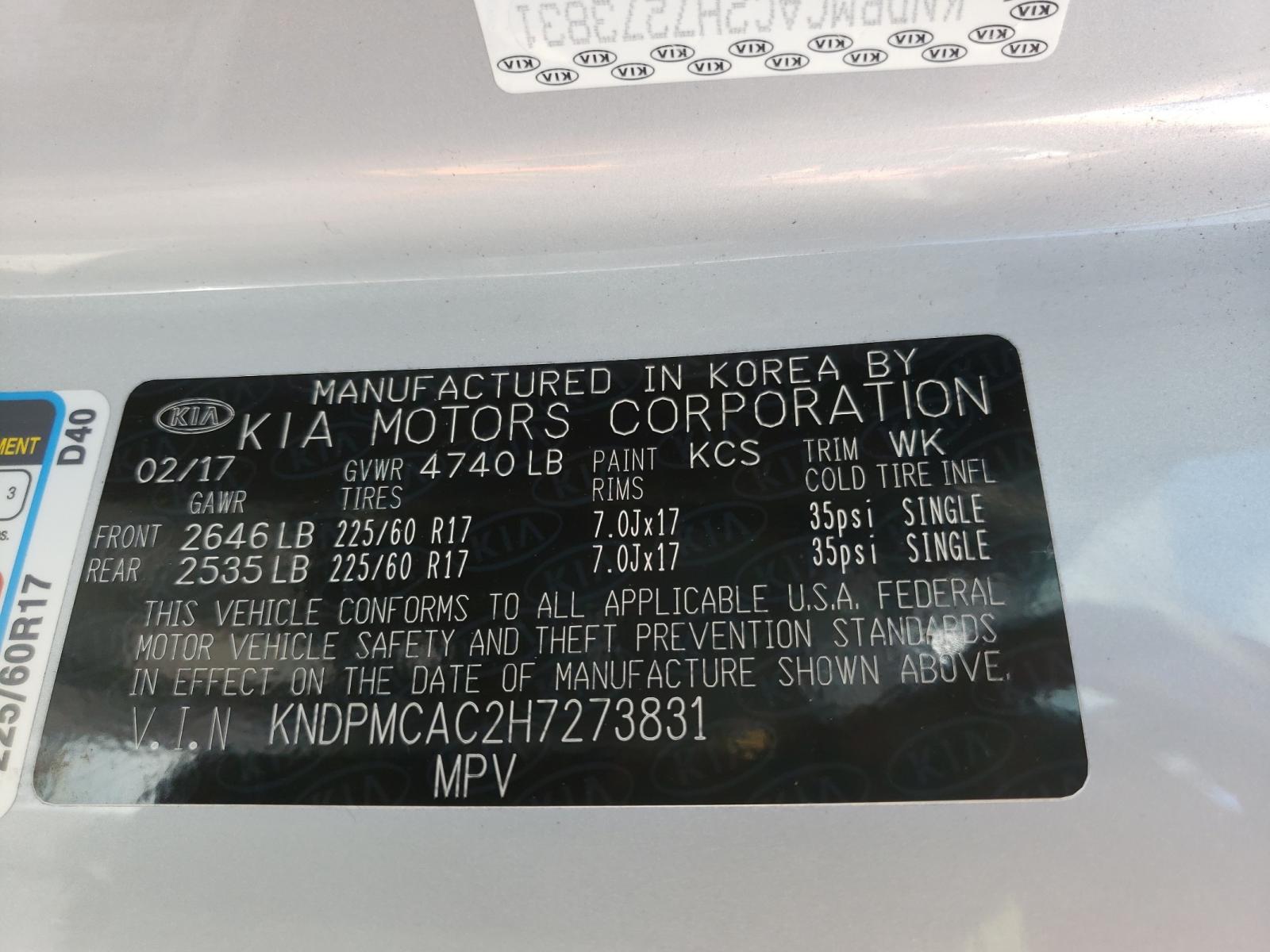 Photo 10 from auction – 2017 KIA SPORTAGE L with VIN KNDPMCAC2H7273831