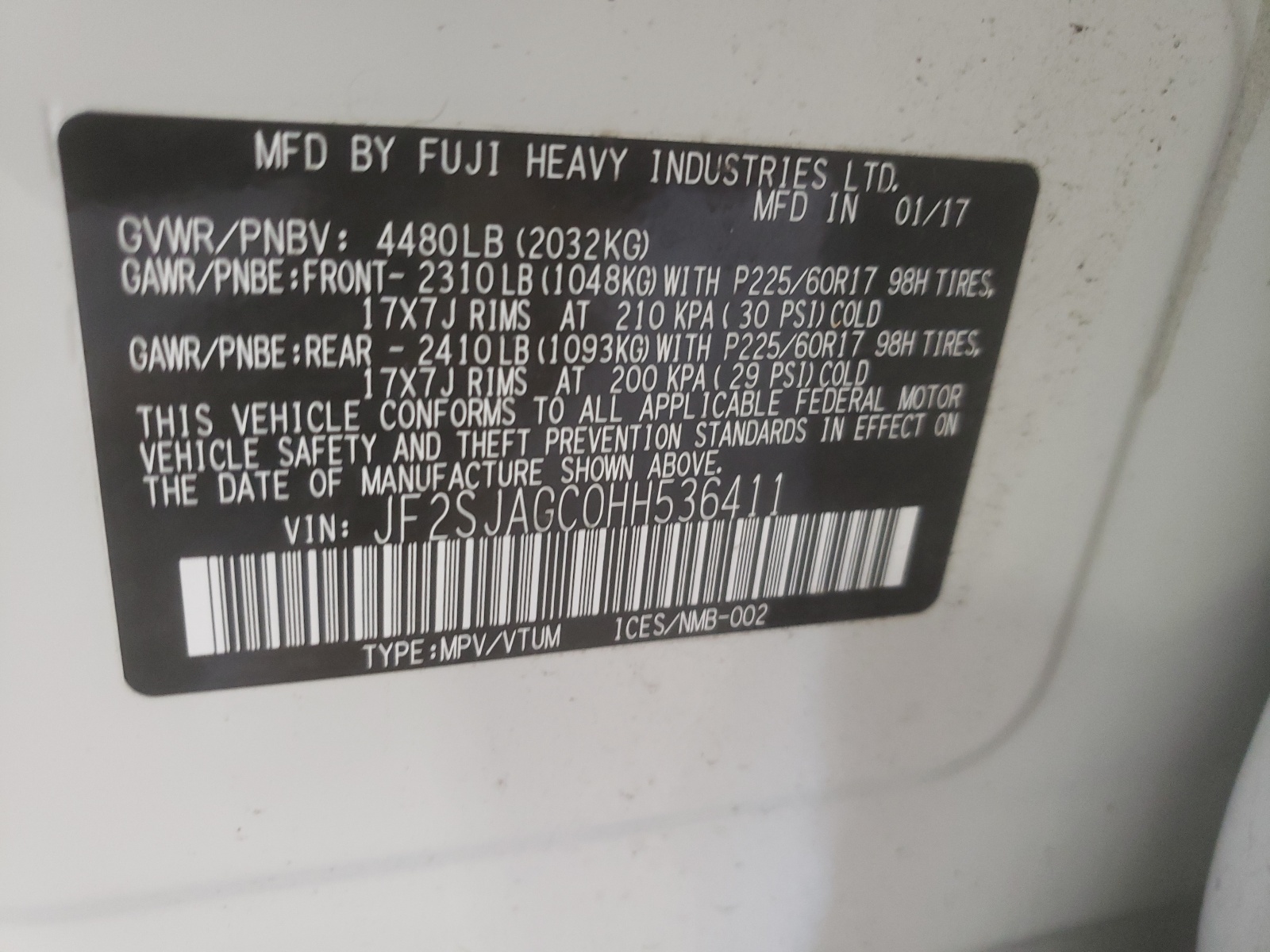 صورة رقم 10 من المزاد - 2017 SUBARU FORESTER 2 مع VIN JF2SJAGC0HH536411