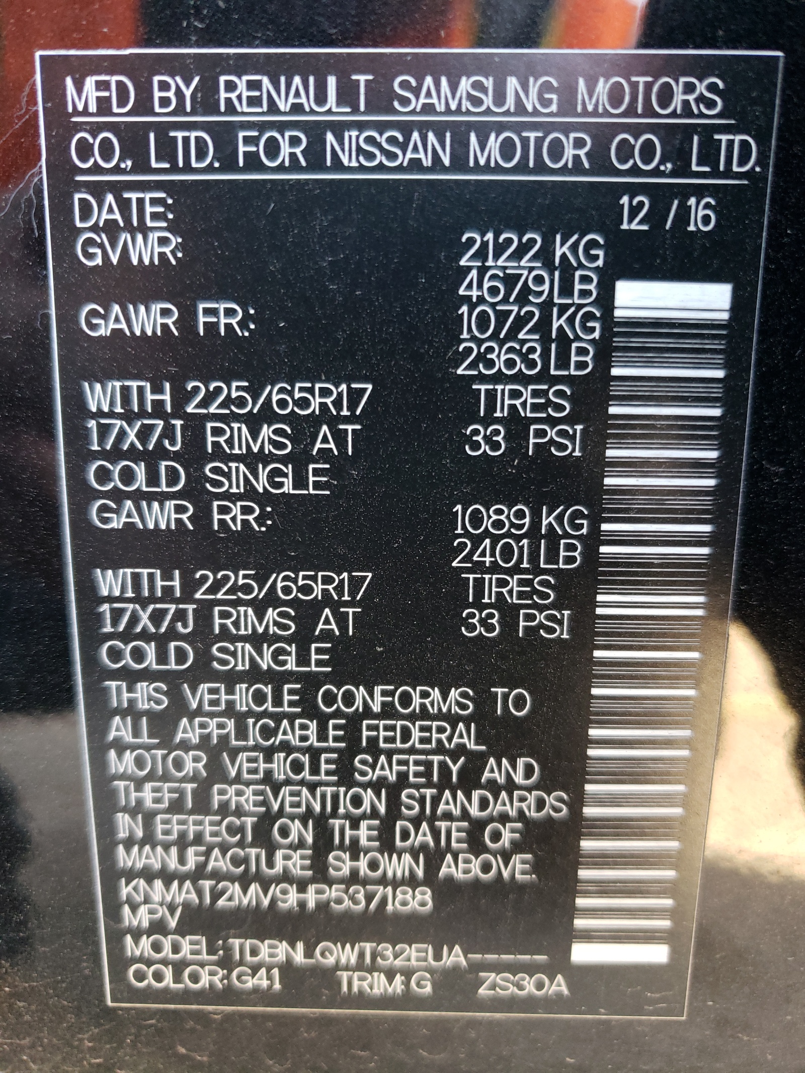 Photo 10 from auction – 2017 NISSAN ROGUE S with VIN KNMAT2MV9HP537188