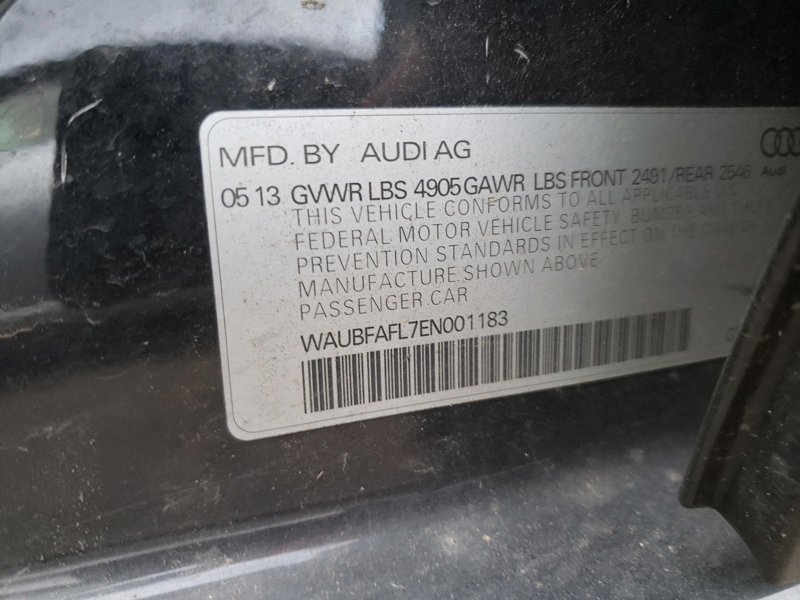 Photo 10 from auction – 2014 AUDI A4 PREMIUM with VIN WAUBFAFL7EN001183