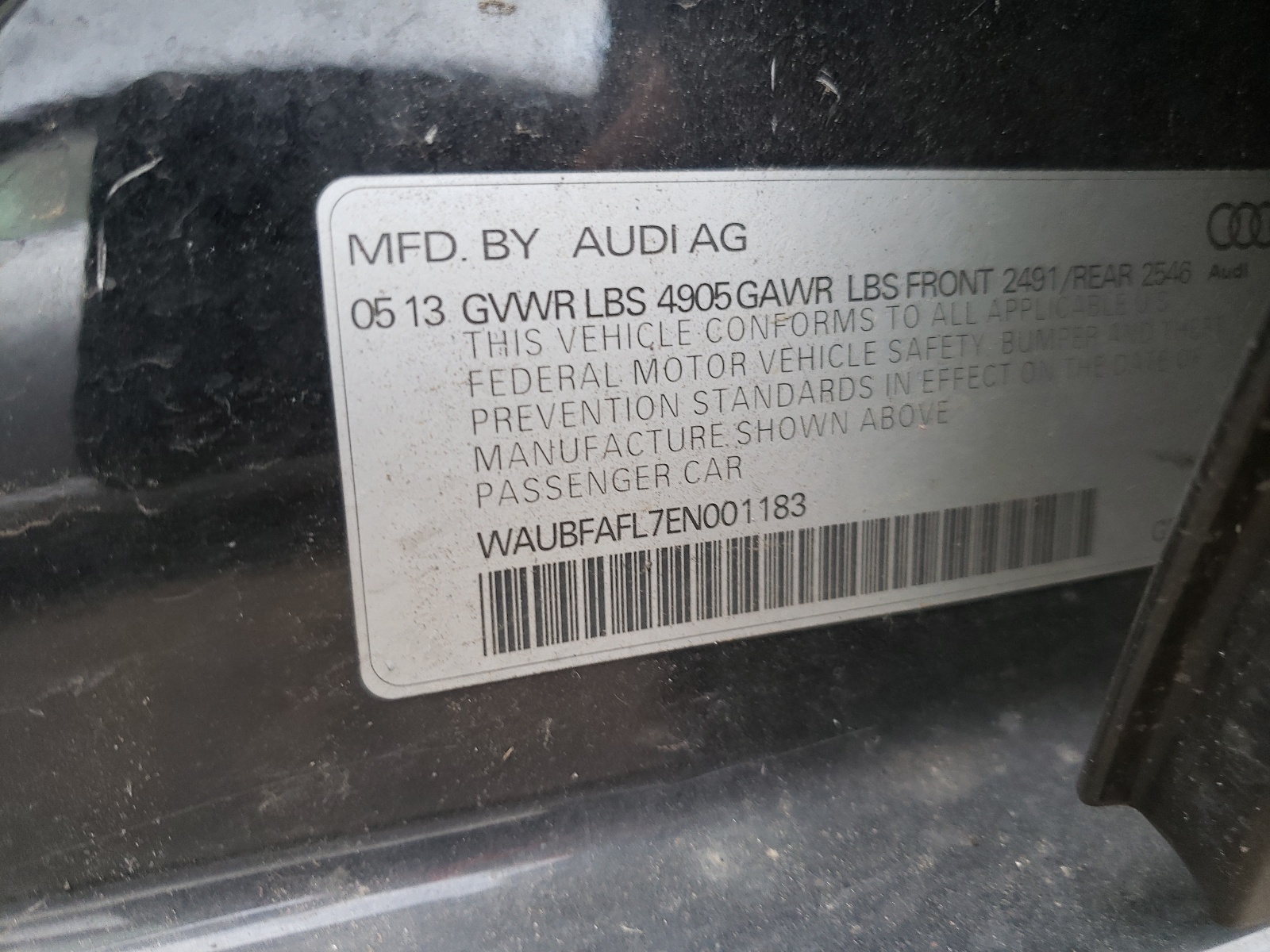 Foto 10 de la subasta – 2014 AUDI A4 PREMIUM con VIN WAUBFAFL7EN001183