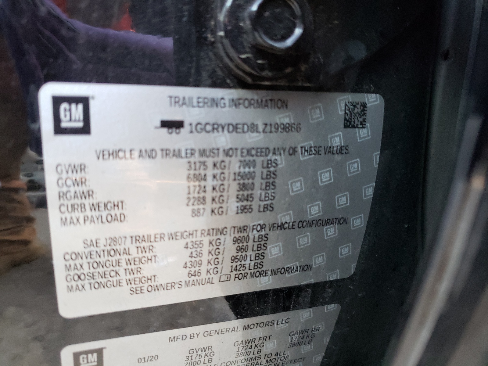 Photo 10 from auction – 2020 CHEVROLET SILVERADO with VIN 1GCRYDED8LZ199866