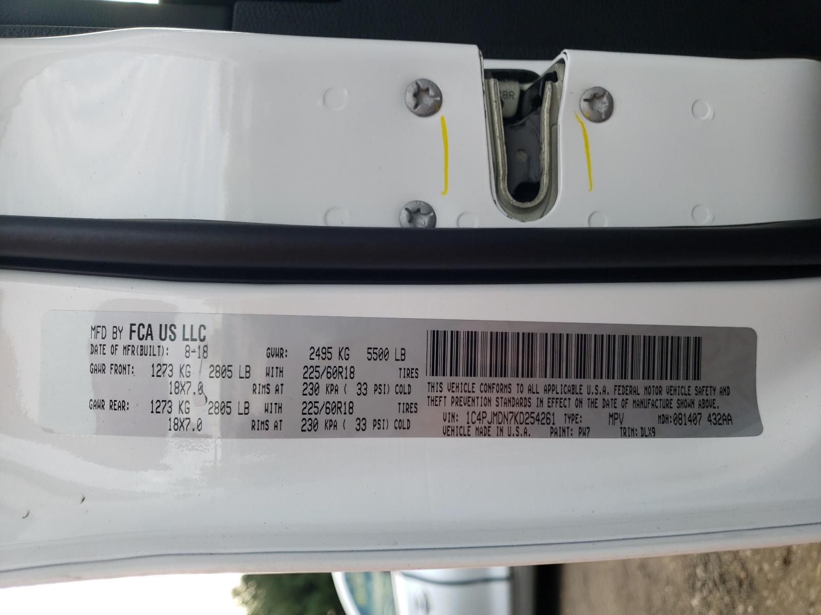 Photo 10 from auction – 2019 JEEP CHEROKEE L with VIN 1C4PJMDN7KD254261