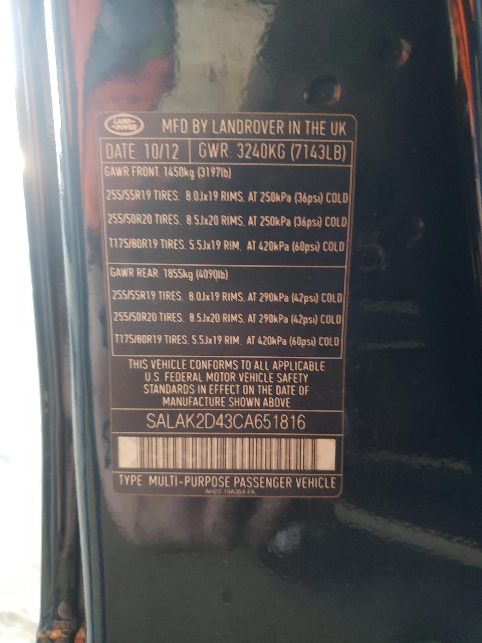 Photo 10 from auction – 2012 LAND ROVER LR4 HSE LU with VIN SALAK2D43CA651816