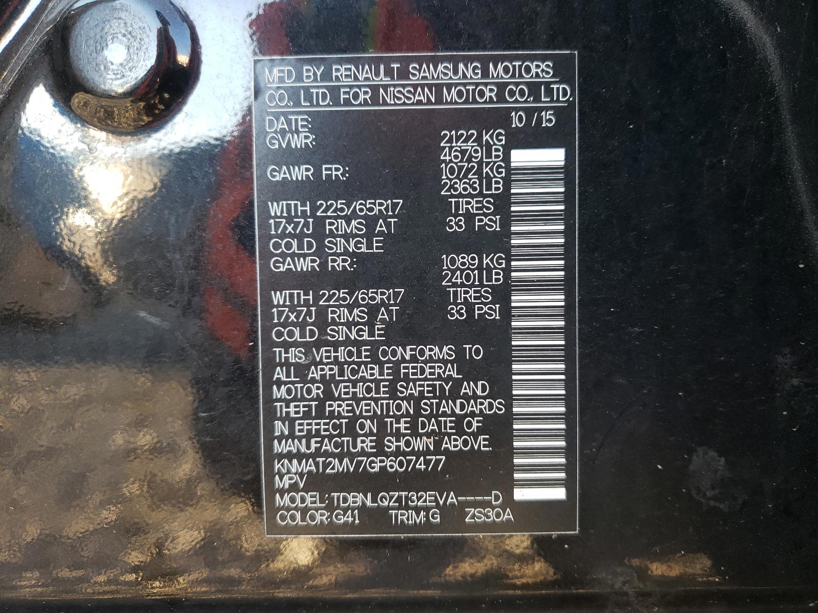 Photo 10 from auction – 2016 NISSAN ROGUE S with VIN KNMAT2MV7GP607477