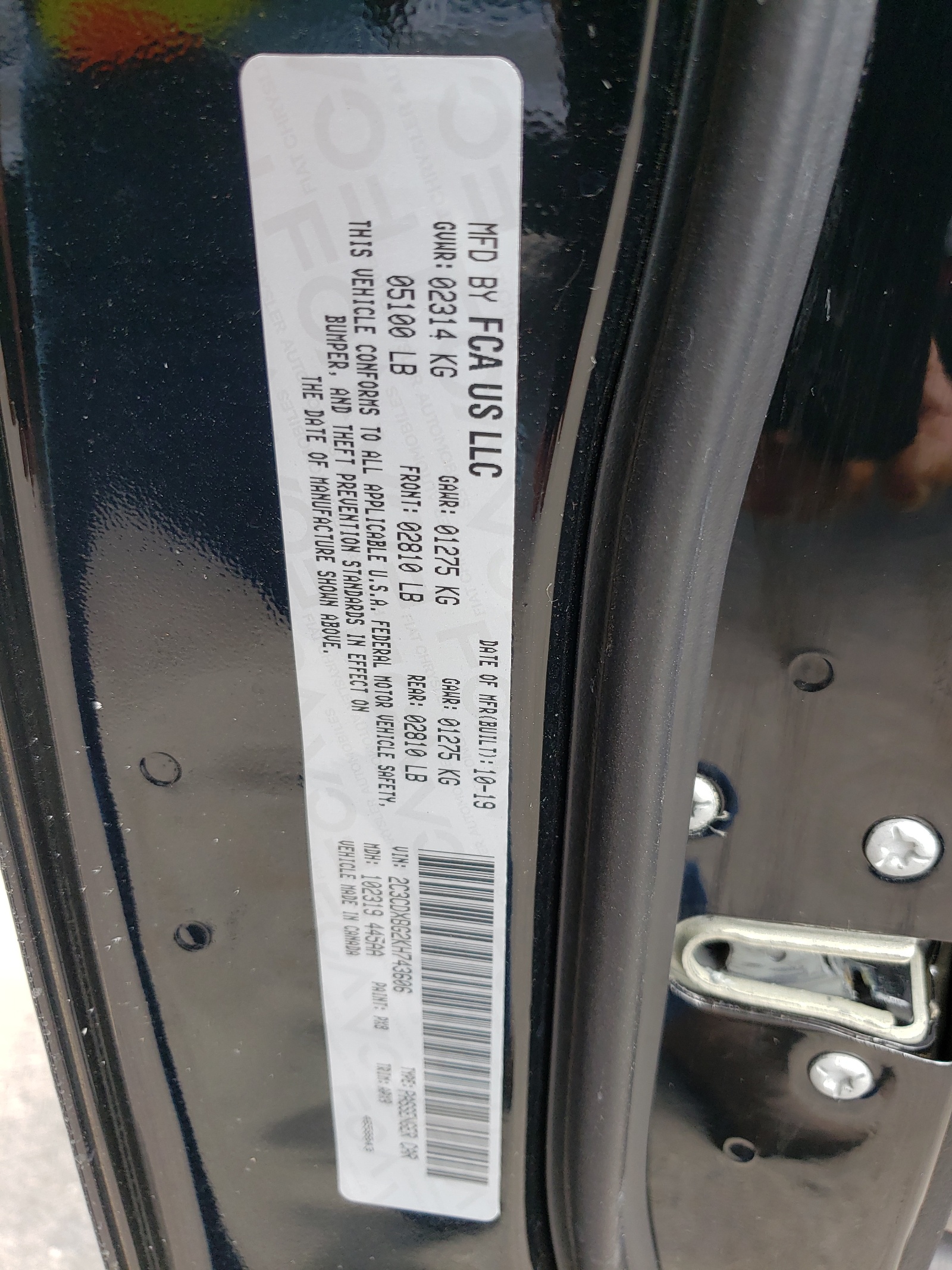 Photo 10 from auction – 2019 DODGE CHARGER SX with VIN 2C3CDXBG2KH743606