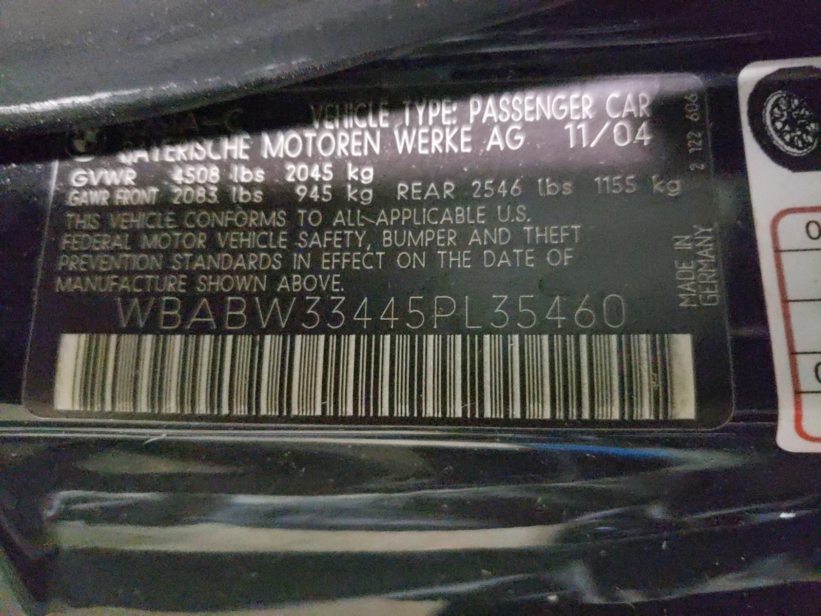 Photo 10 from auction – 2005 BMW 325 CI with VIN WBABW33445PL35460
