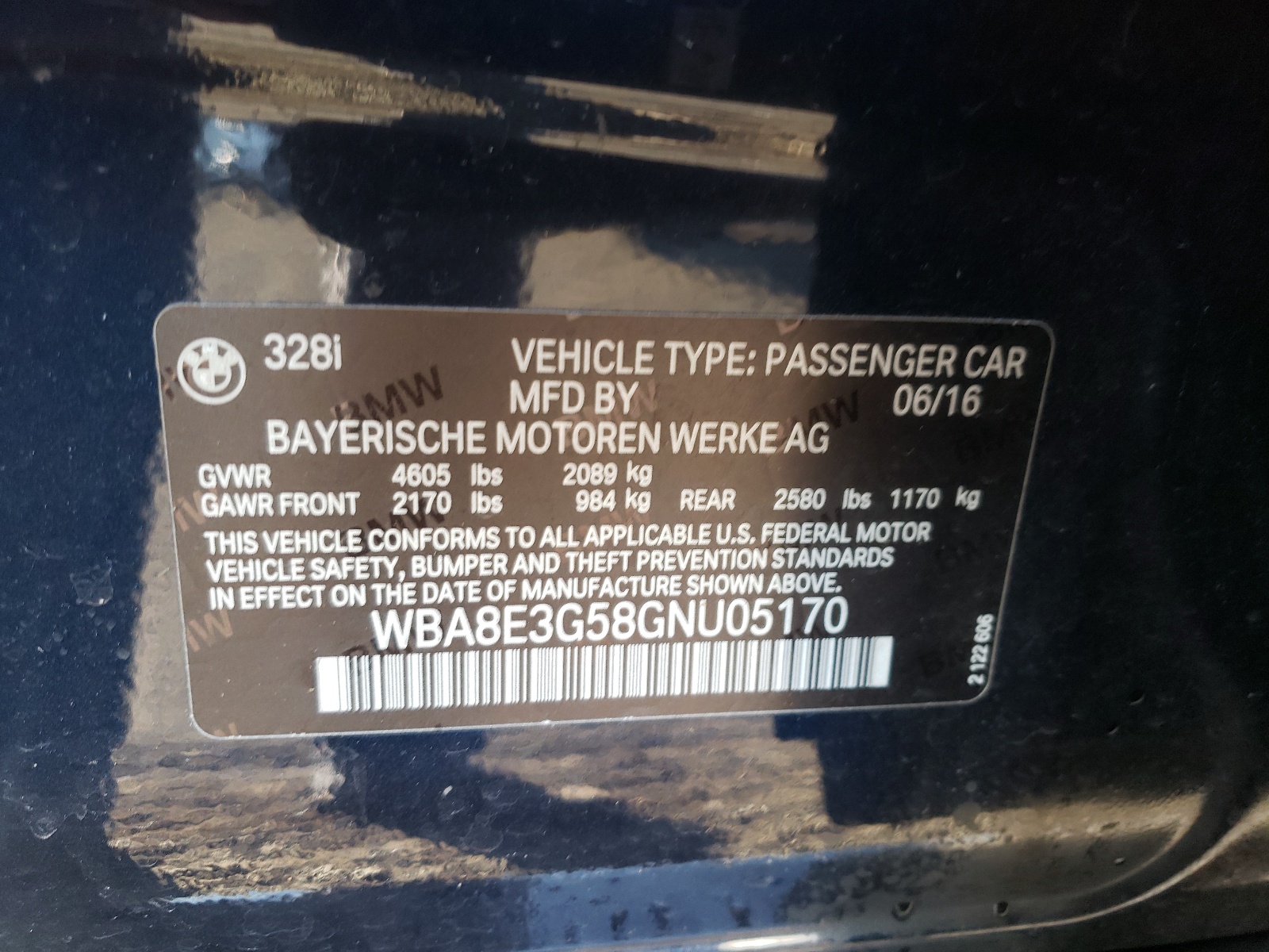 Фото 10 с аукциона – 2016 BMW 328 XI SUL с VIN WBA8E3G58GNU05170