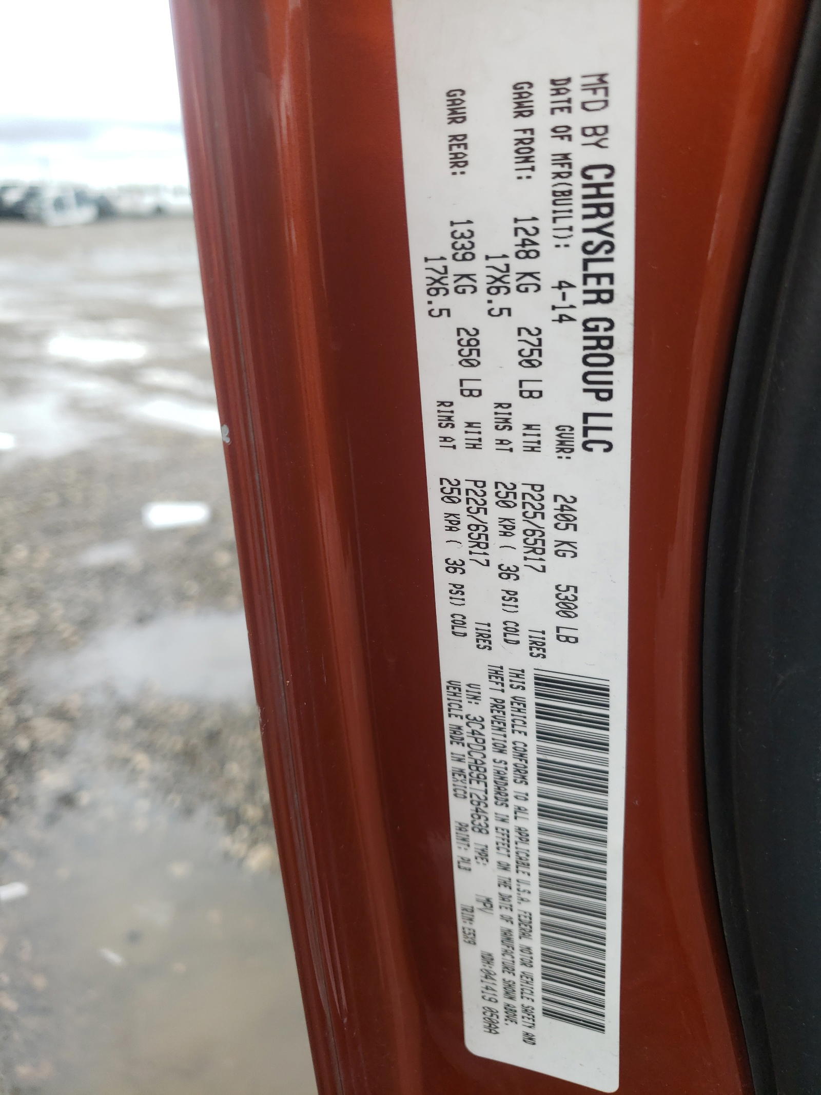 Photo 10 from auction – 2014 DODGE JOURNEY SE with VIN 3C4PDCAB9ET264638
