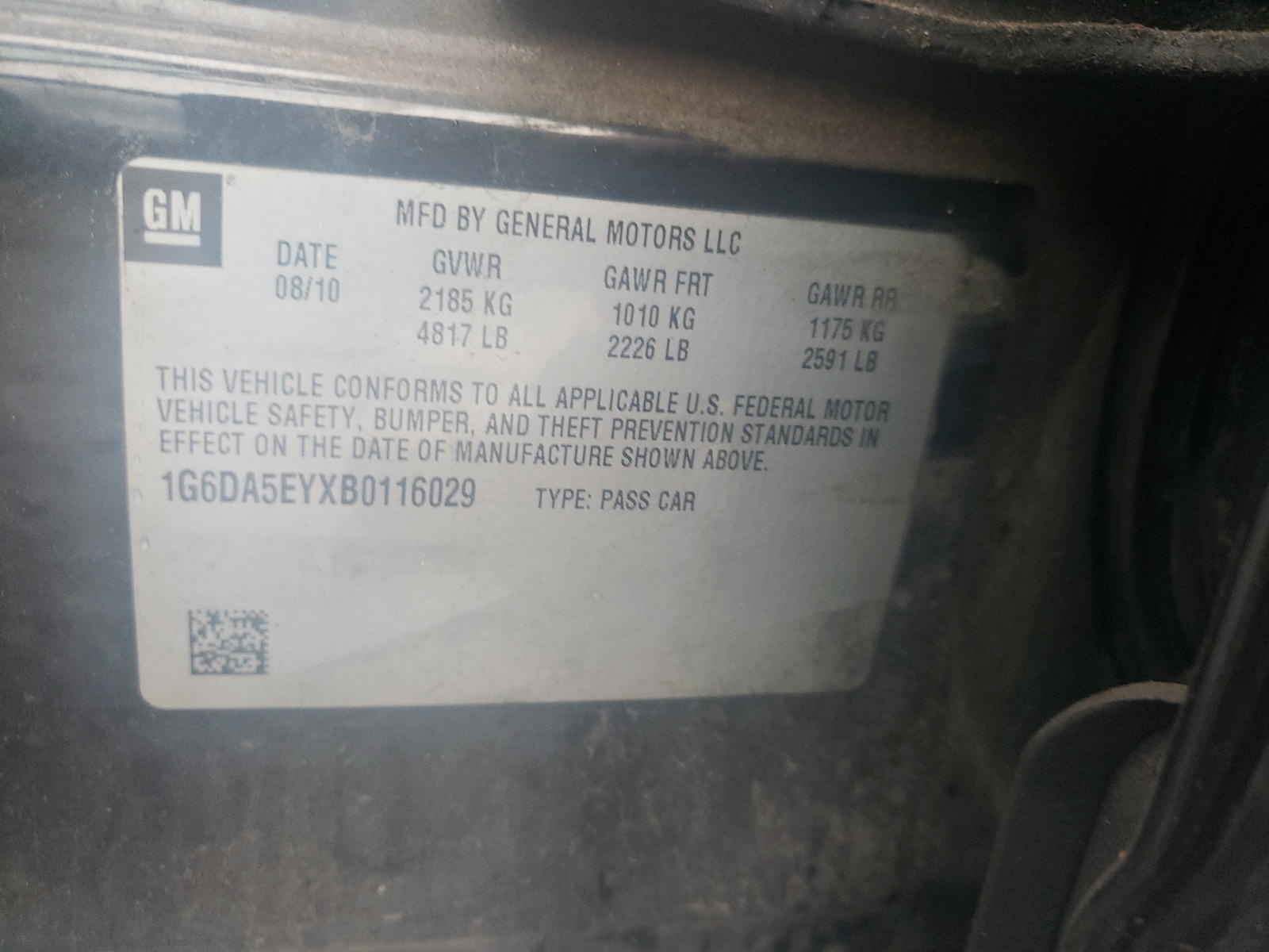 Photo 10 from auction – 2011 CADILLAC CTS with VIN 1G6DA5EYXB0116029