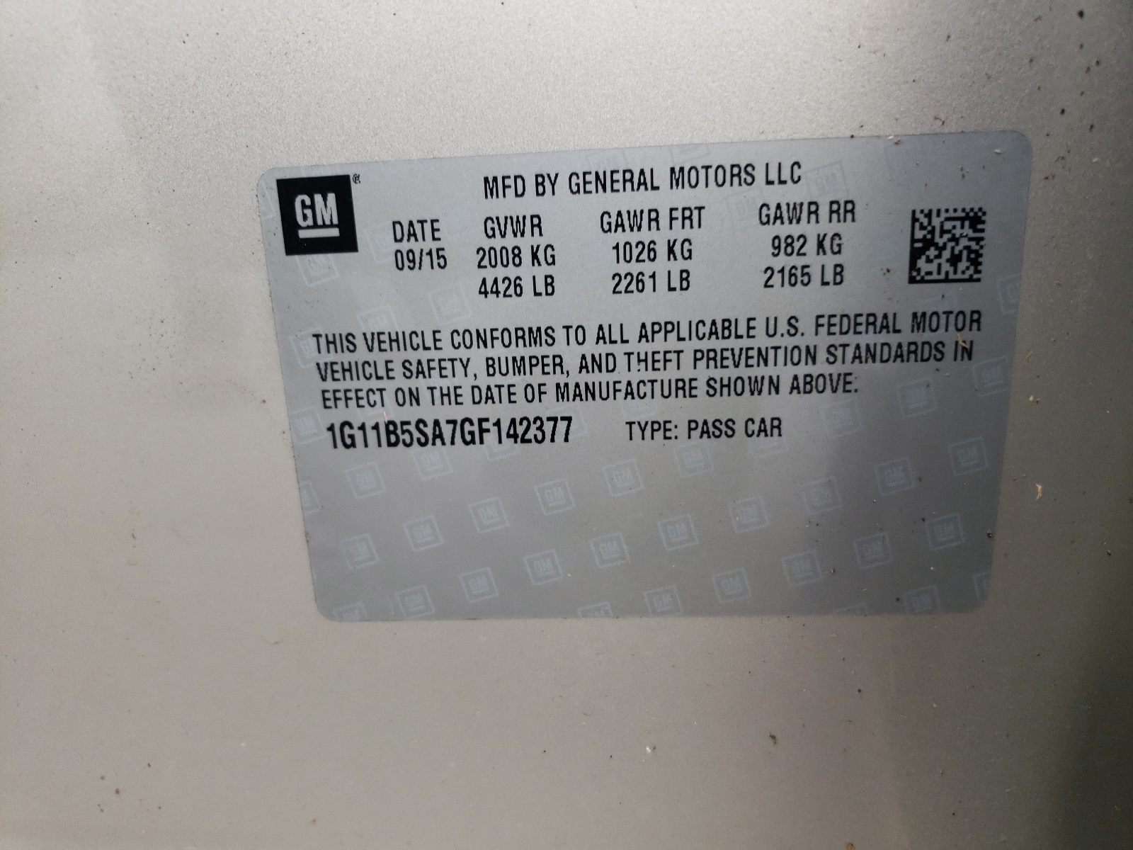 Photo 10 from auction – 2016 CHEVROLET MALIBU LIM with VIN 1G11B5SA7GF142377