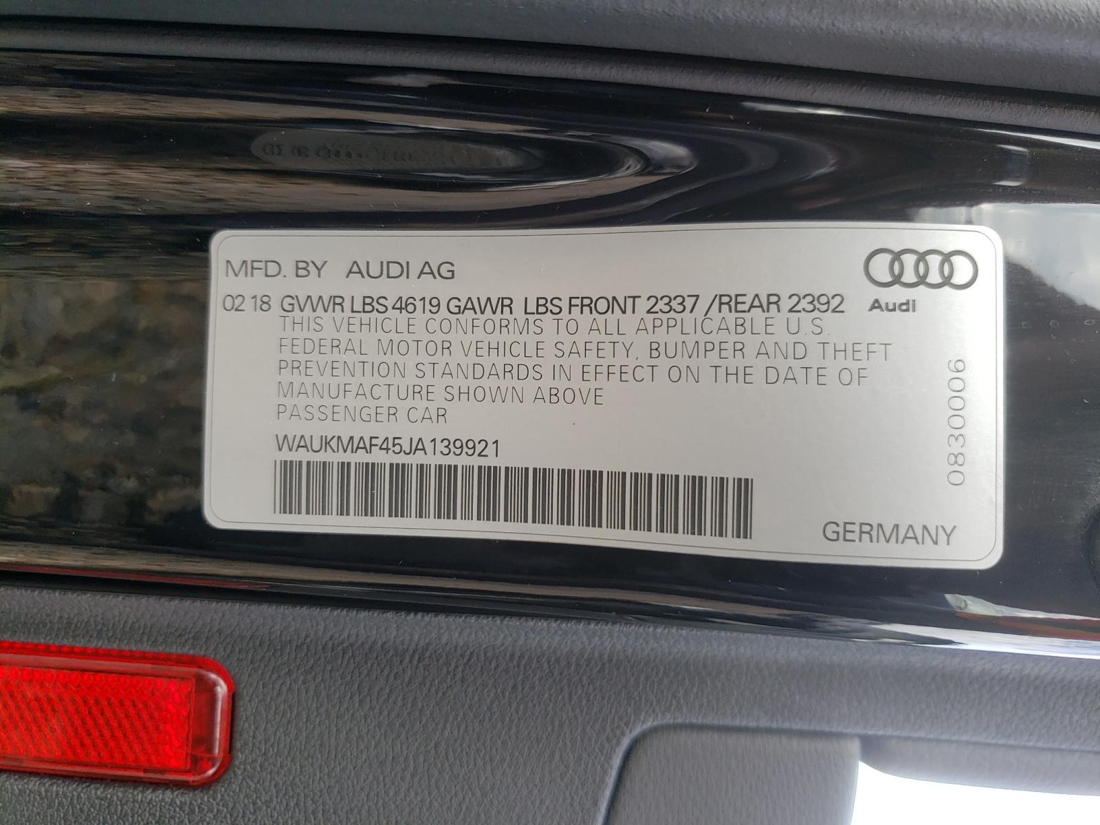 Photo 10 from auction – 2018 AUDI A4 PREMIUM with VIN WAUKMAF45JA139921