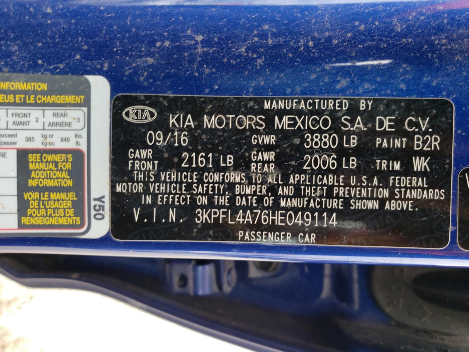 Photo 10 from auction – 2017 KIA FORTE LX with VIN 3KPFL4A76HE049114