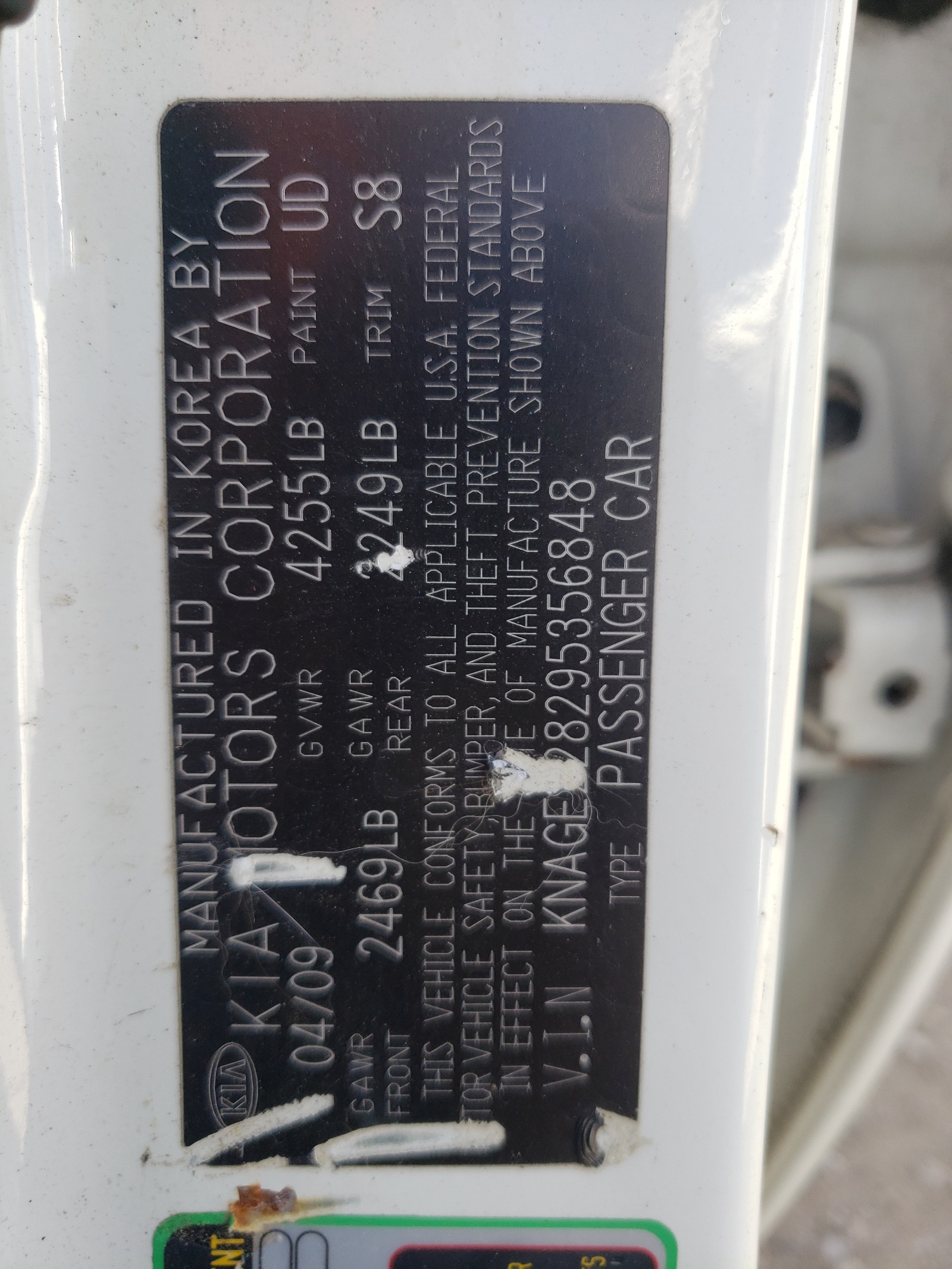 Zdjęcie 10 z aukcji – 2009 KIA OPTIMA LX z VIN KNAGE228295356848