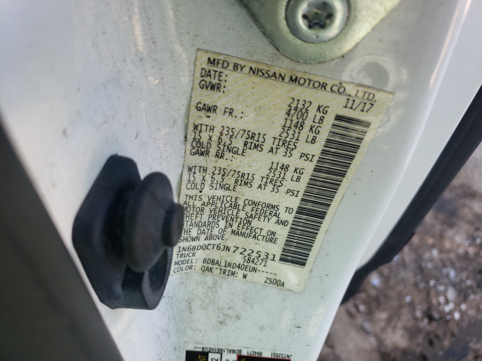 Photo 10 from auction – 2018 NISSAN FRONTIER S with VIN 1N6BD0CT6JN722531