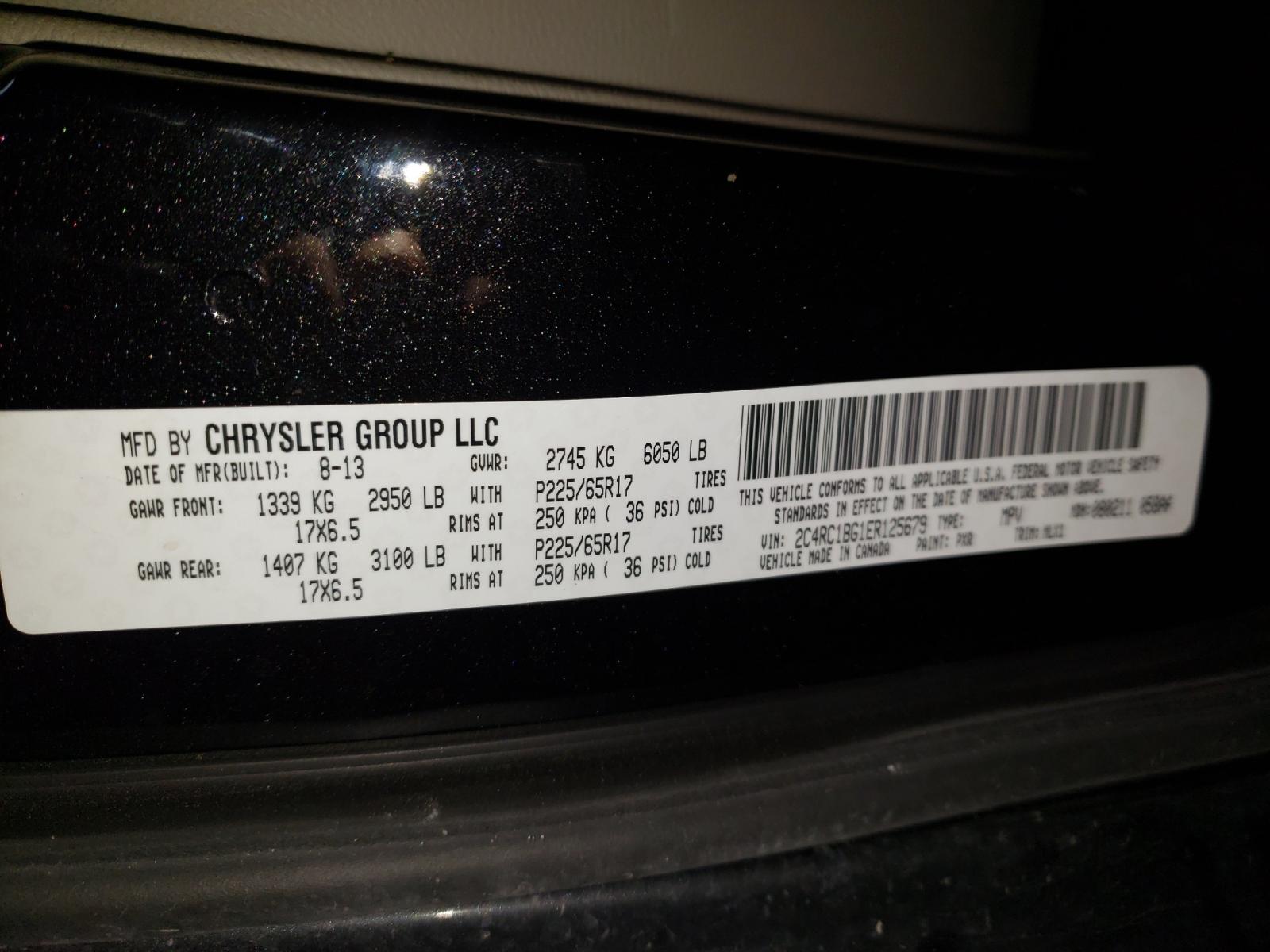 Photo 10 from auction – 2014 CHRYSLER TOWN & COU with VIN 2C4RC1BG1ER125679