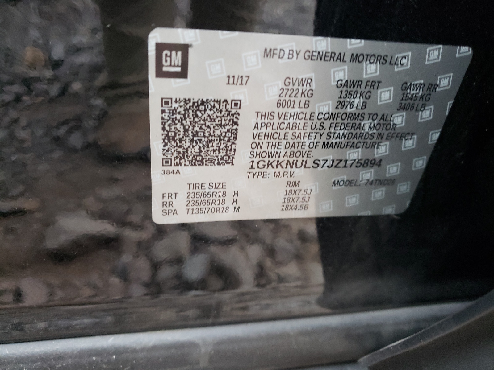Photo 10 from auction – 2018 GMC ACADIA SLT with VIN 1GKKNULS7JZ175894