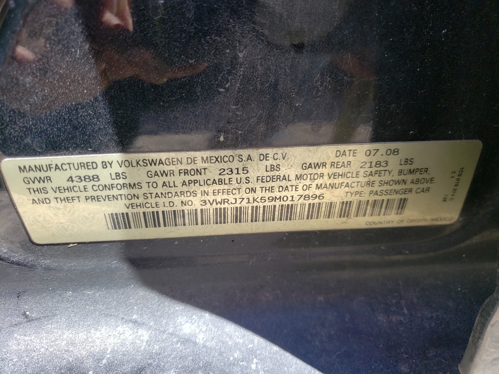 Photo 10 from auction – 2009 VOLKSWAGEN JETTA WOLF with VIN 3VWRJ71K59M017896