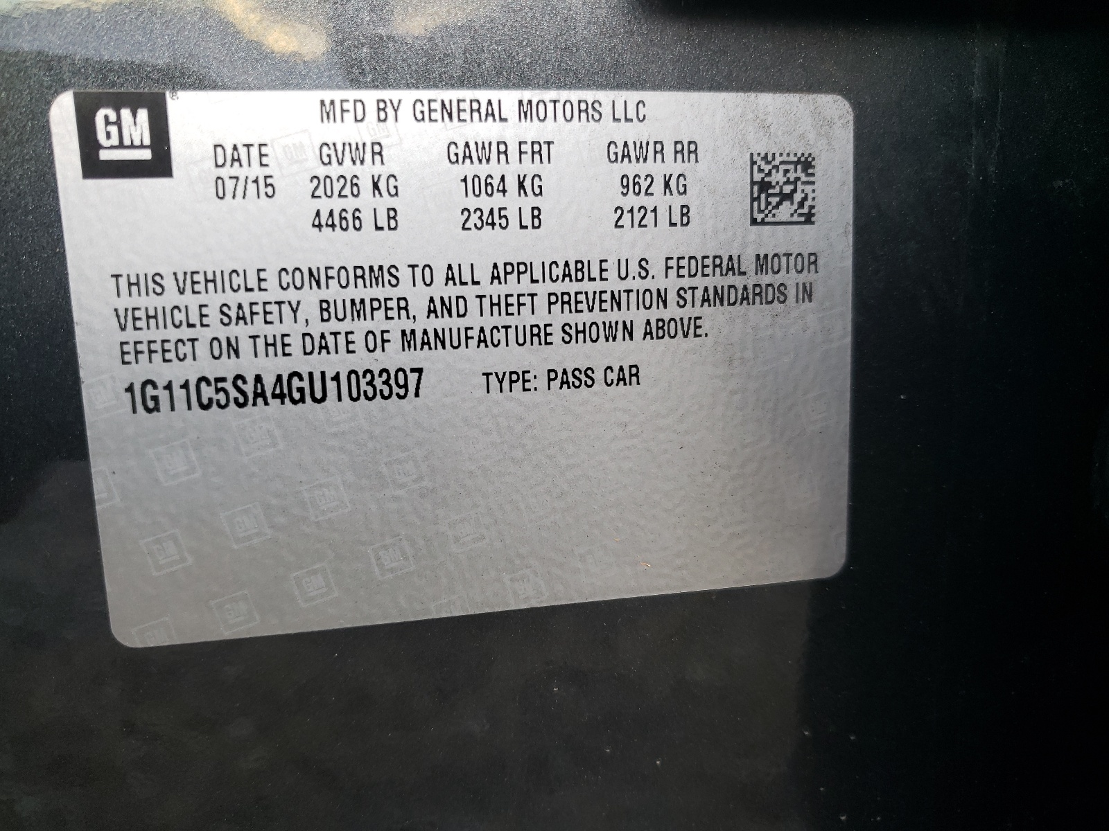 Photo 10 from auction – 2016 CHEVROLET MALIBU LIM with VIN 1G11C5SA4GU103397