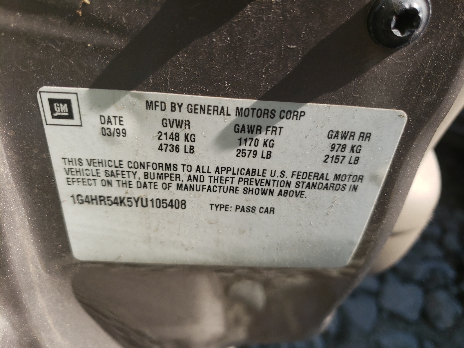 Photo 10 from auction – 2000 BUICK LESABRE LI with VIN 1G4HR54K5YU105408
