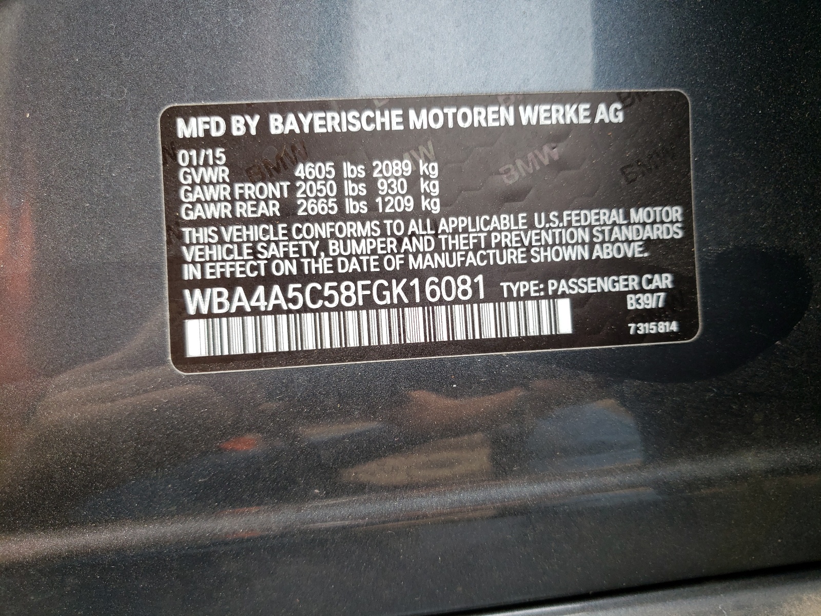 Photo 10 from auction – 2015 BMW 428 I GRAN with VIN WBA4A5C58FGK16081