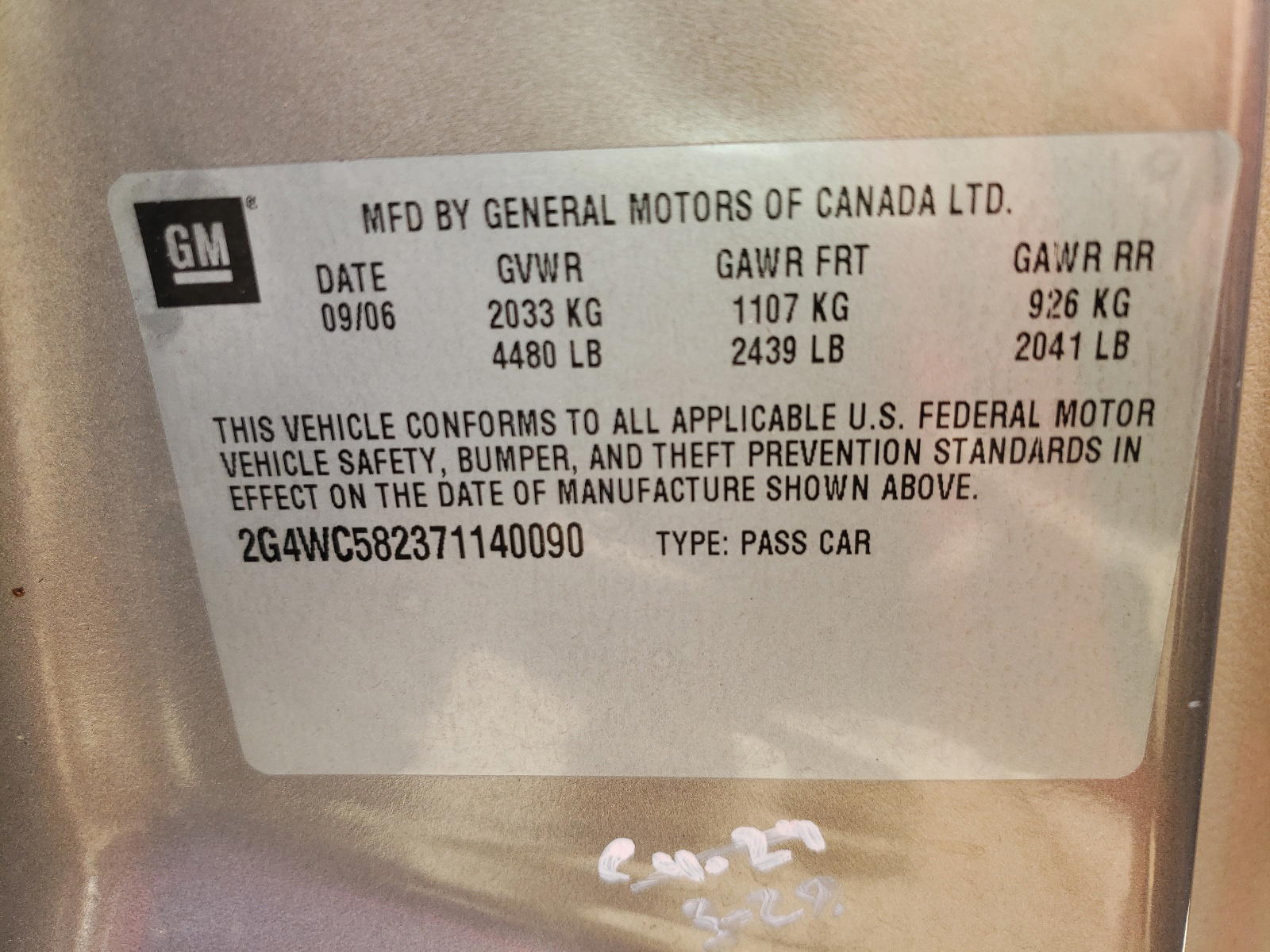 Photo 10 from auction – 2007 BUICK LACROSSE C with VIN 2G4WC582371140090