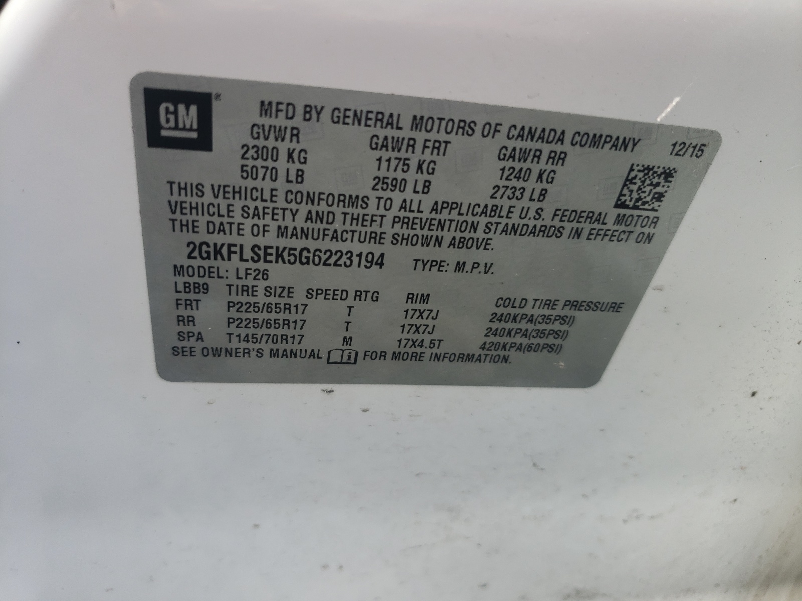 Zdjęcie 10 z aukcji – 2016 GMC TERRAIN SL z VIN 2GKFLSEK5G6223194