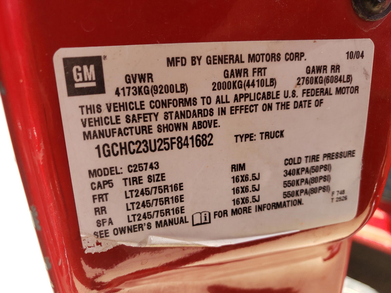 Photo 10 from auction – 2005 CHEVROLET SILVERADO with VIN 1GCHC23U25F841682