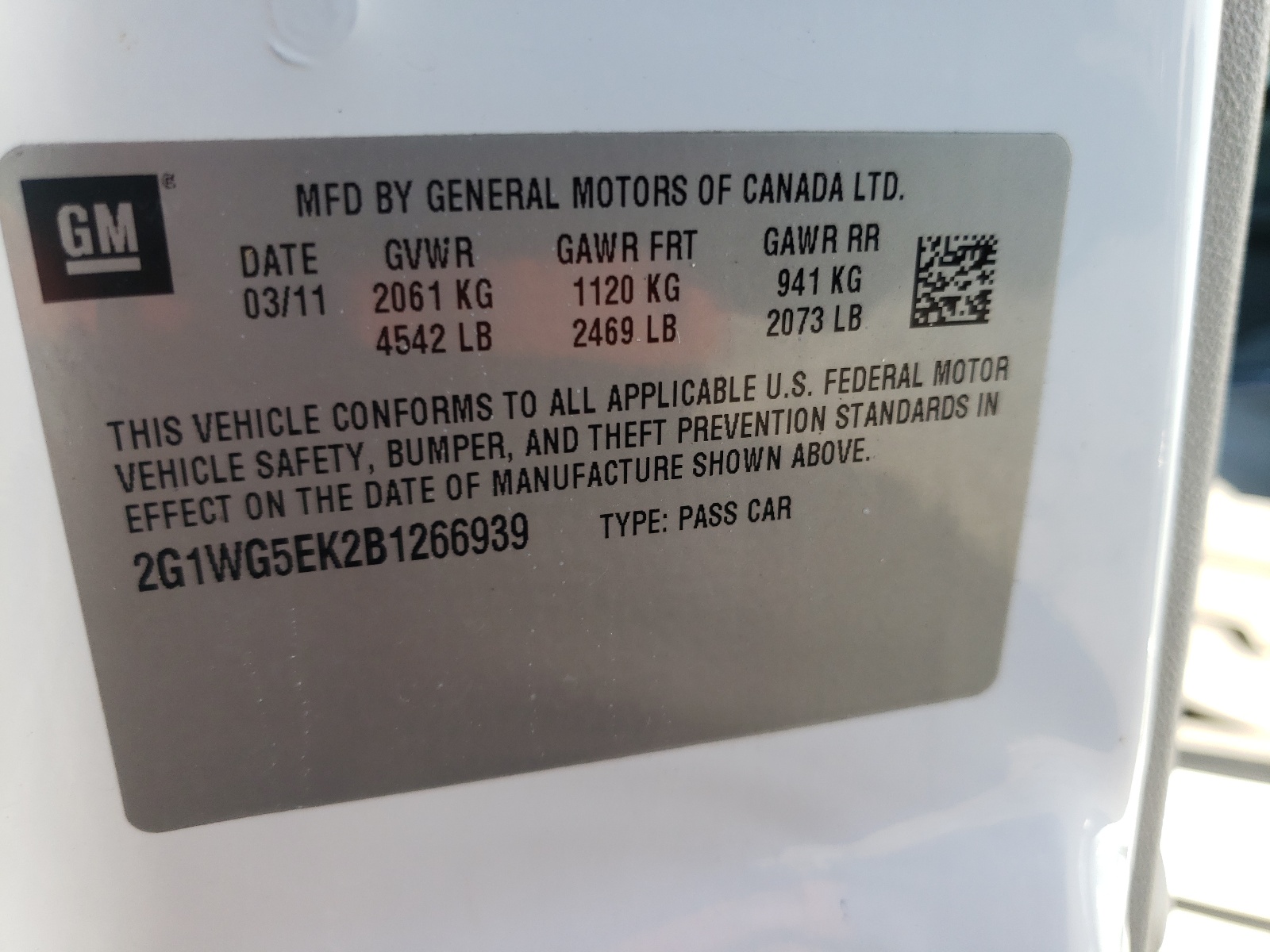 Photo 10 from auction – 2011 CHEVROLET IMPALA LT with VIN 2G1WG5EK2B1266939