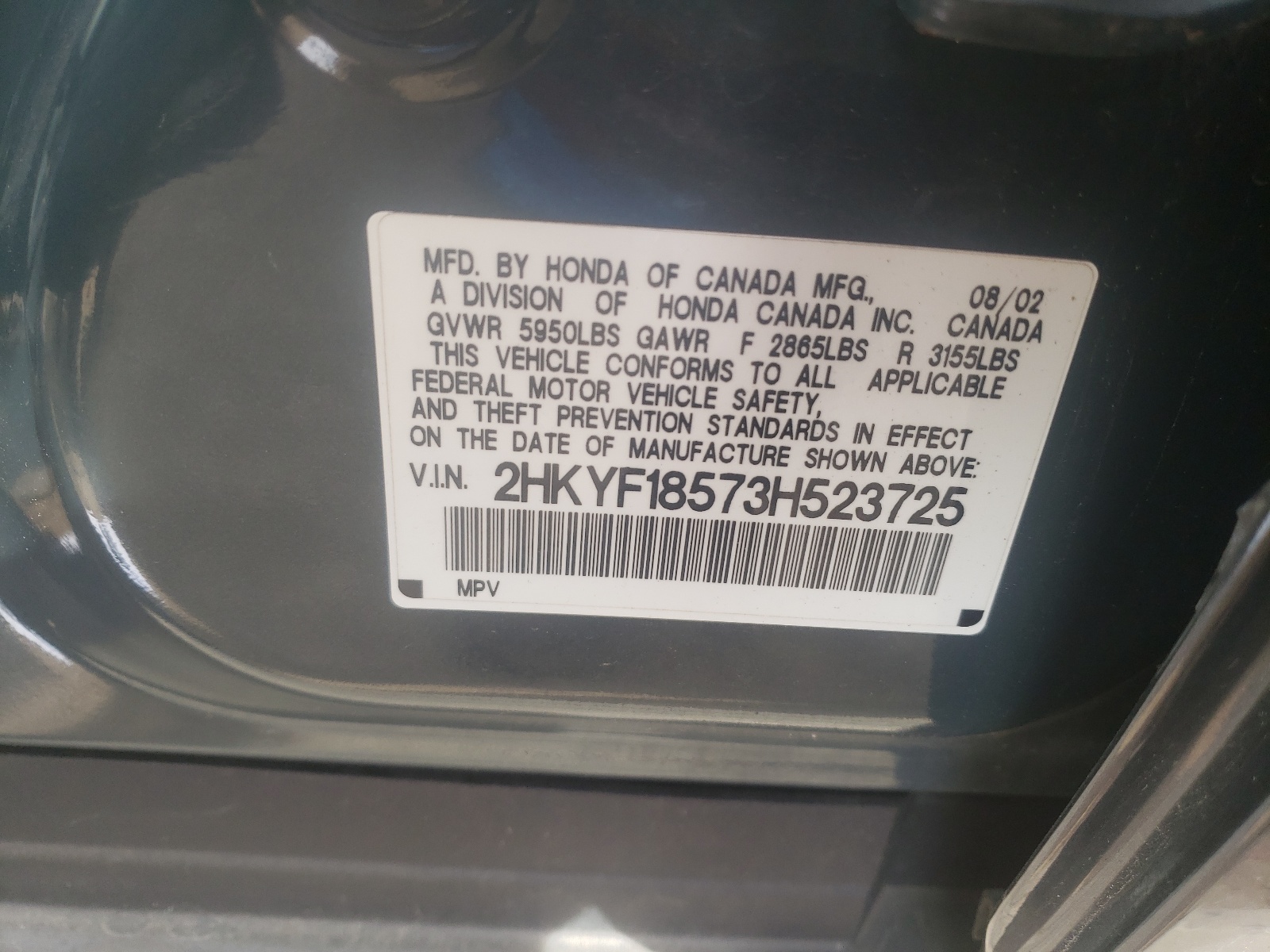 Zdjęcie 10 z aukcji – 2003 HONDA PILOT EXL z VIN 2HKYF18573H523725