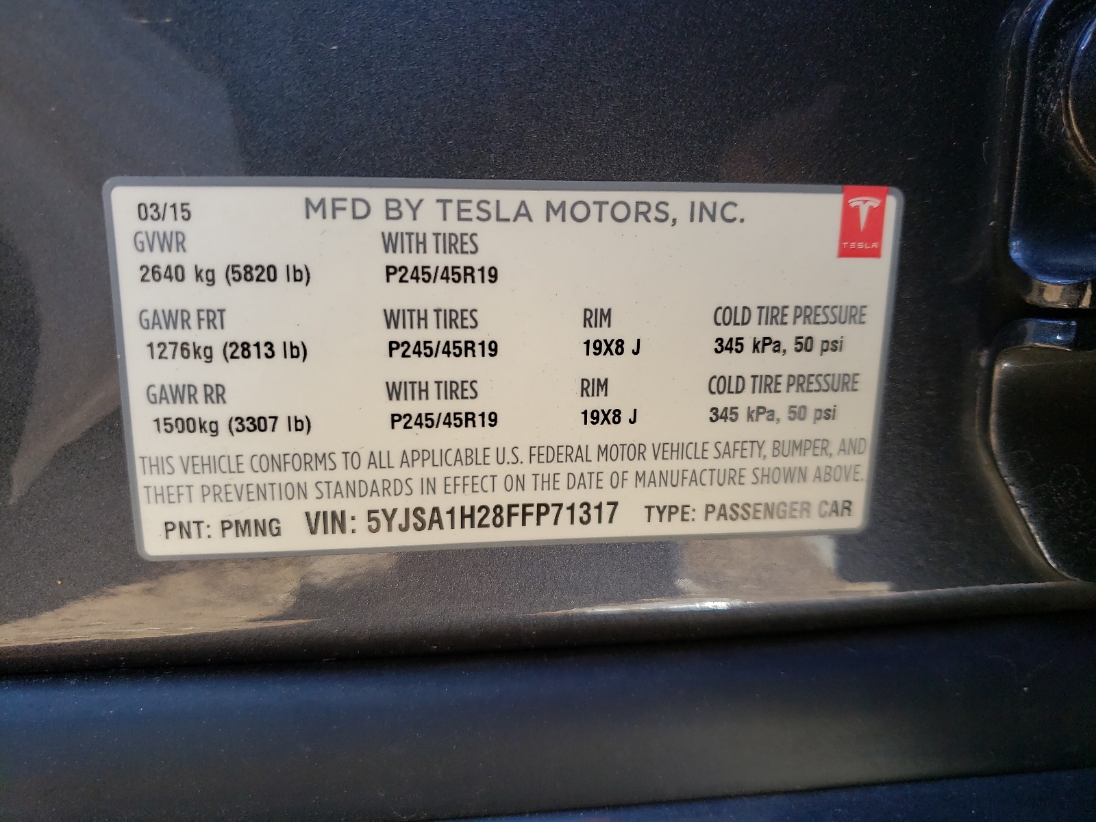 صورة رقم 10 من المزاد - 2015 TESLA MODEL S 85 مع VIN 5YJSA1H28FFP71317