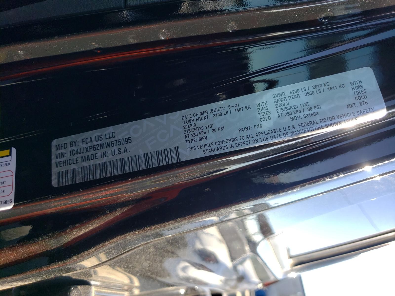 Photo 10 from auction – 2021 JEEP WRANGLER U with VIN 1C4JJXP62MW675095