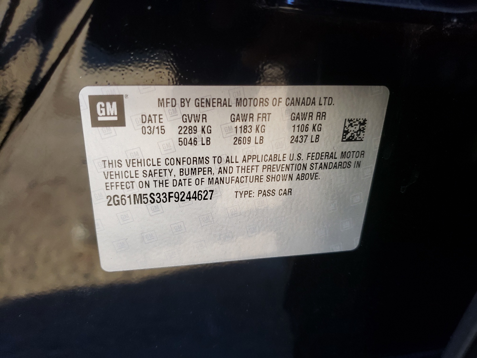 Photo 10 from auction – 2015 CADILLAC XTS LUXURY with VIN 2G61M5S33F9244627