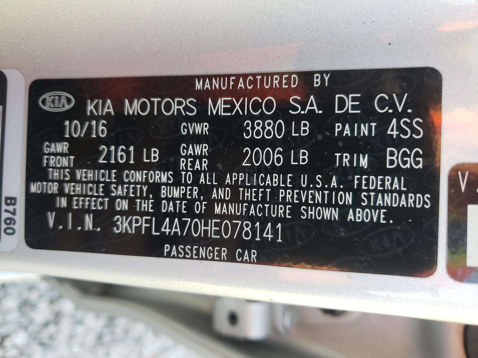 Photo 10 from auction – 2017 KIA FORTE LX with VIN 3KPFL4A70HE078141