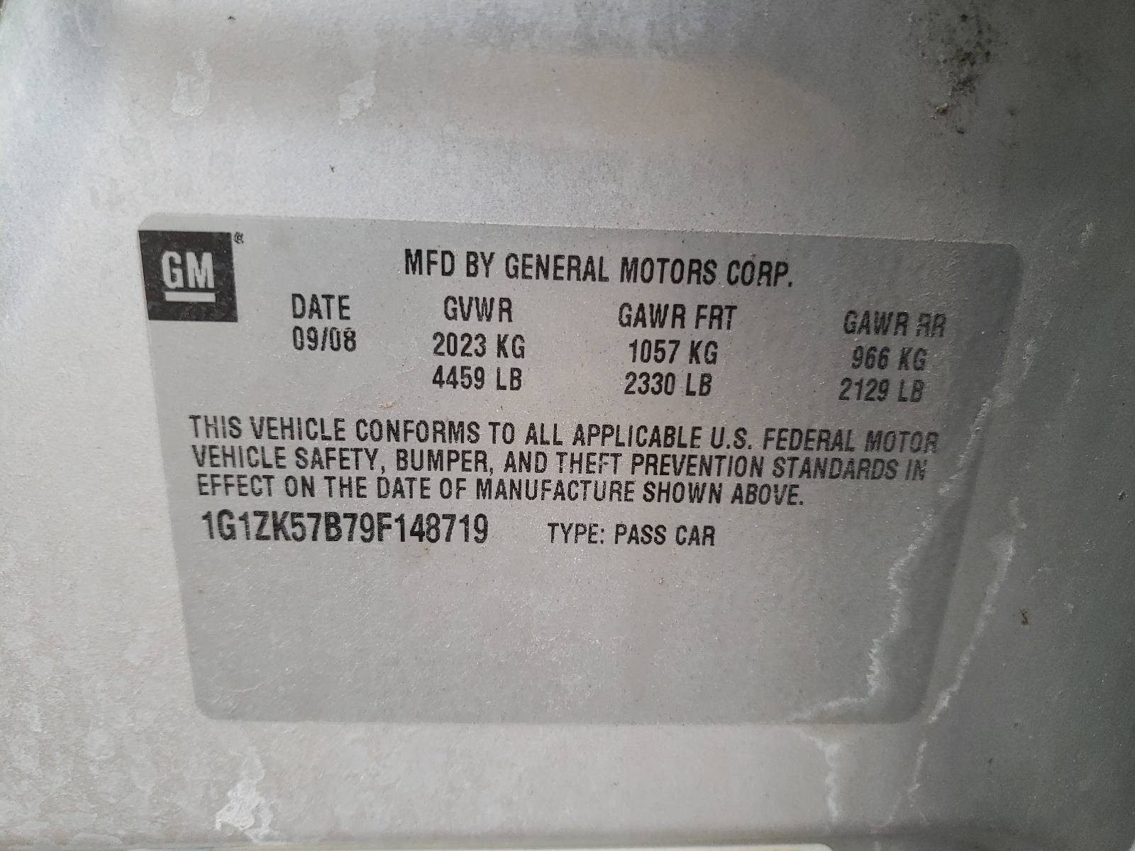 Photo 10 from auction – 2009 CHEVROLET MALIBU with VIN 1G1ZK57B79F148719