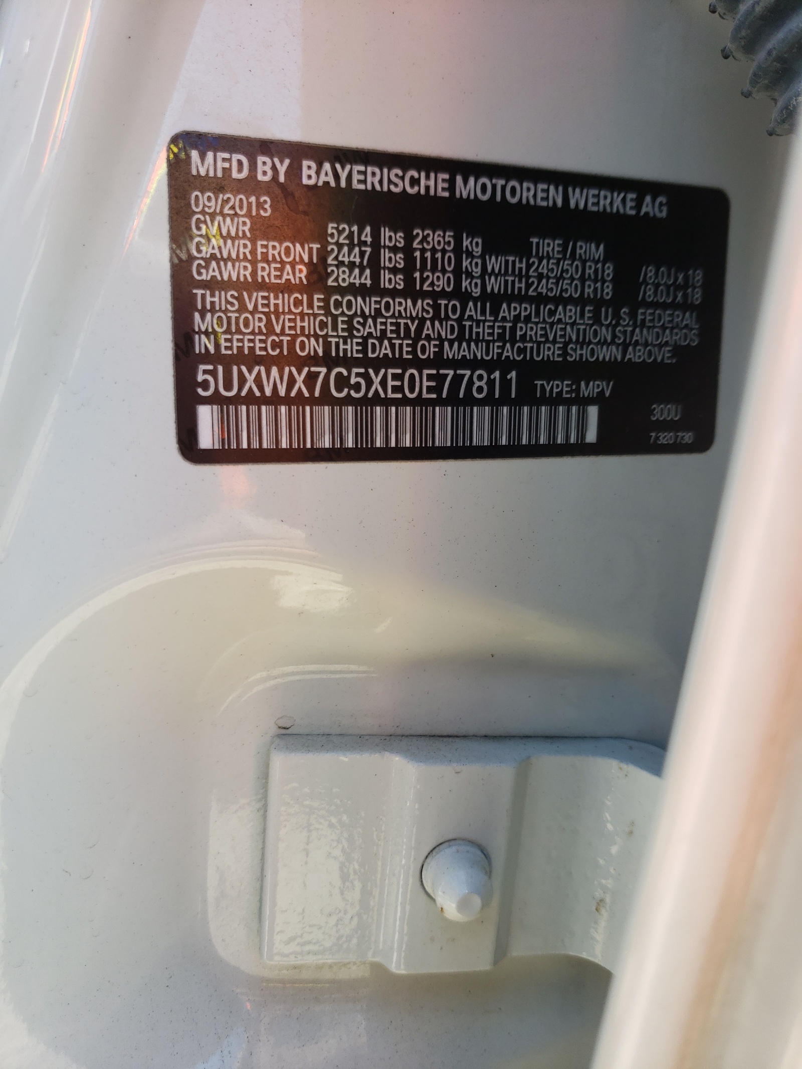 Photo 10 from auction – 2014 BMW X3 XDRIVE3 with VIN 5UXWX7C5XE0E77811