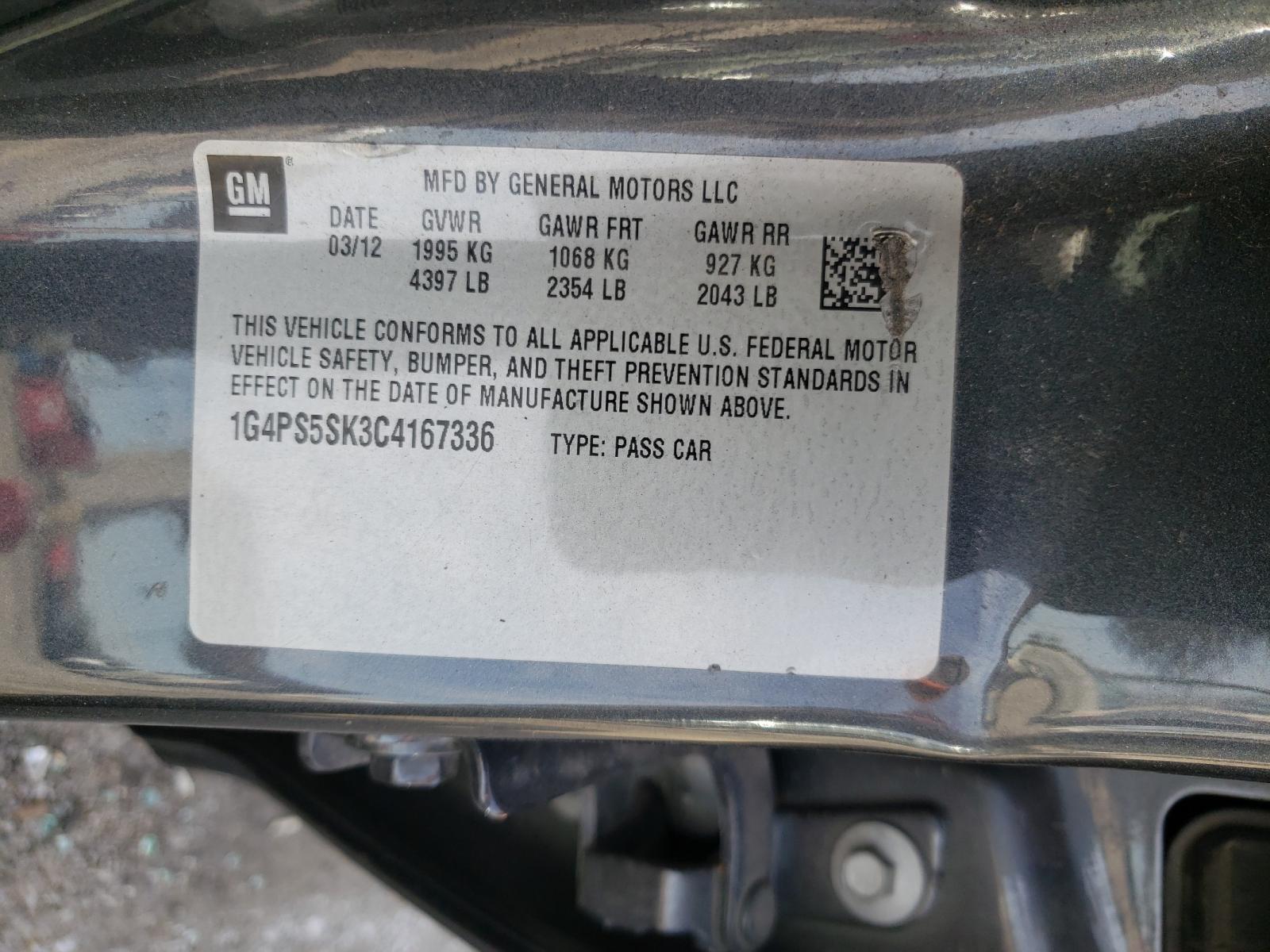 Photo 10 from auction – 2012 BUICK VERANO with VIN 1G4PS5SK3C4167336