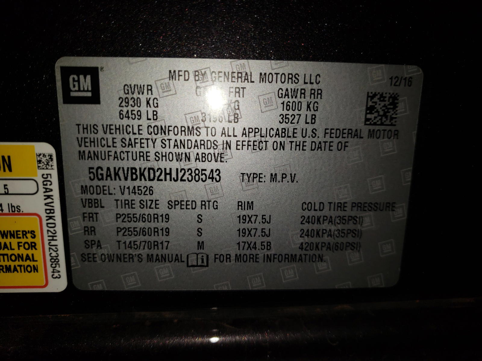 Photo 10 from auction – 2017 BUICK ENCLAVE with VIN 5GAKVBKD2HJ238543