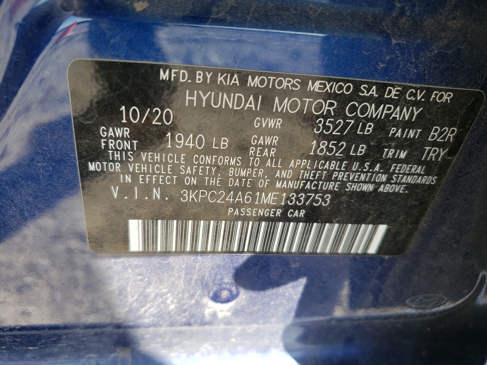 Photo 10 from auction – 2021 HYUNDAI ACCENT SE with VIN 3KPC24A61ME133753