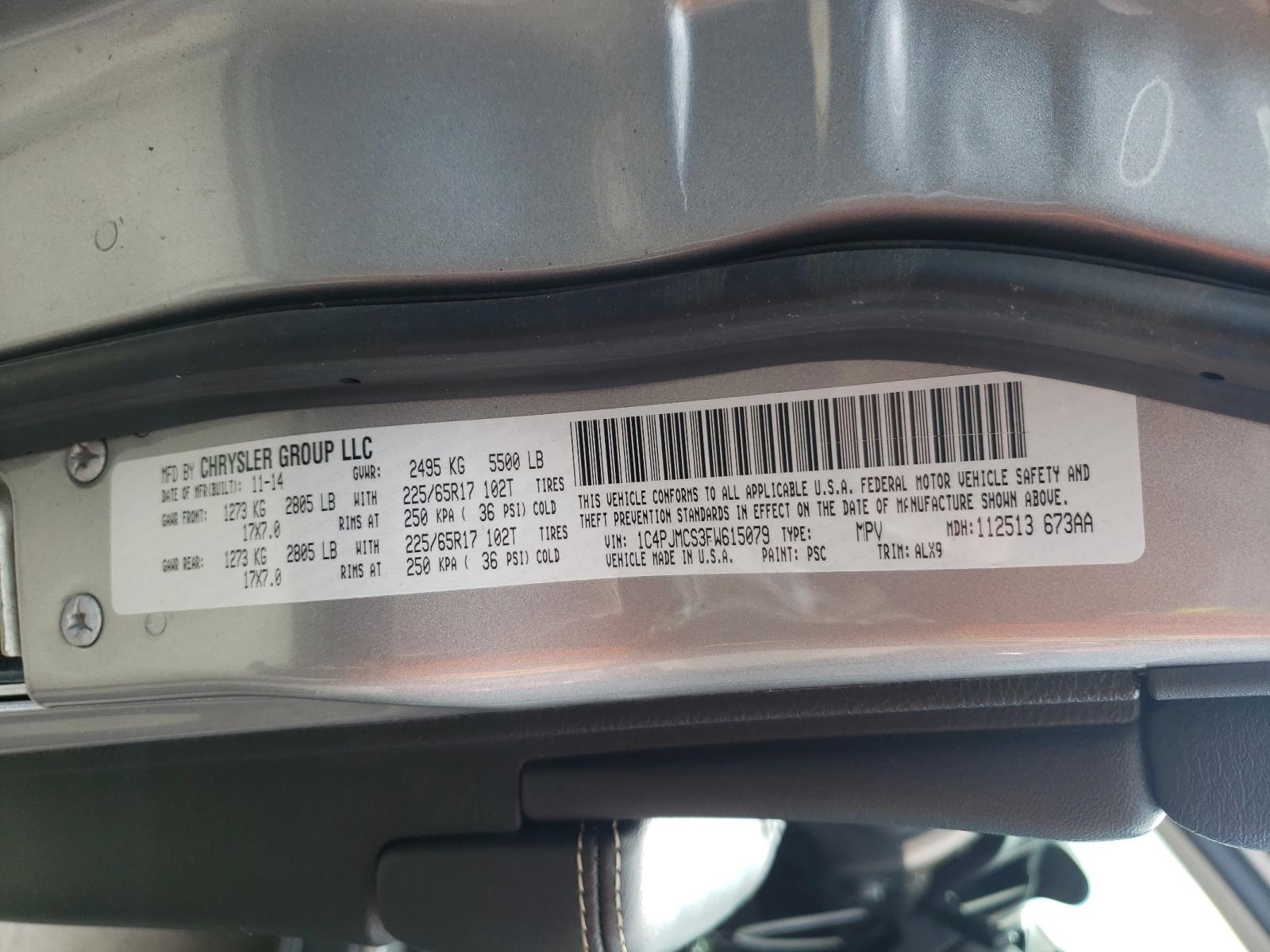 Photo 10 from auction – 2015 JEEP CHEROKEE L with VIN 1C4PJMCS3FW615079