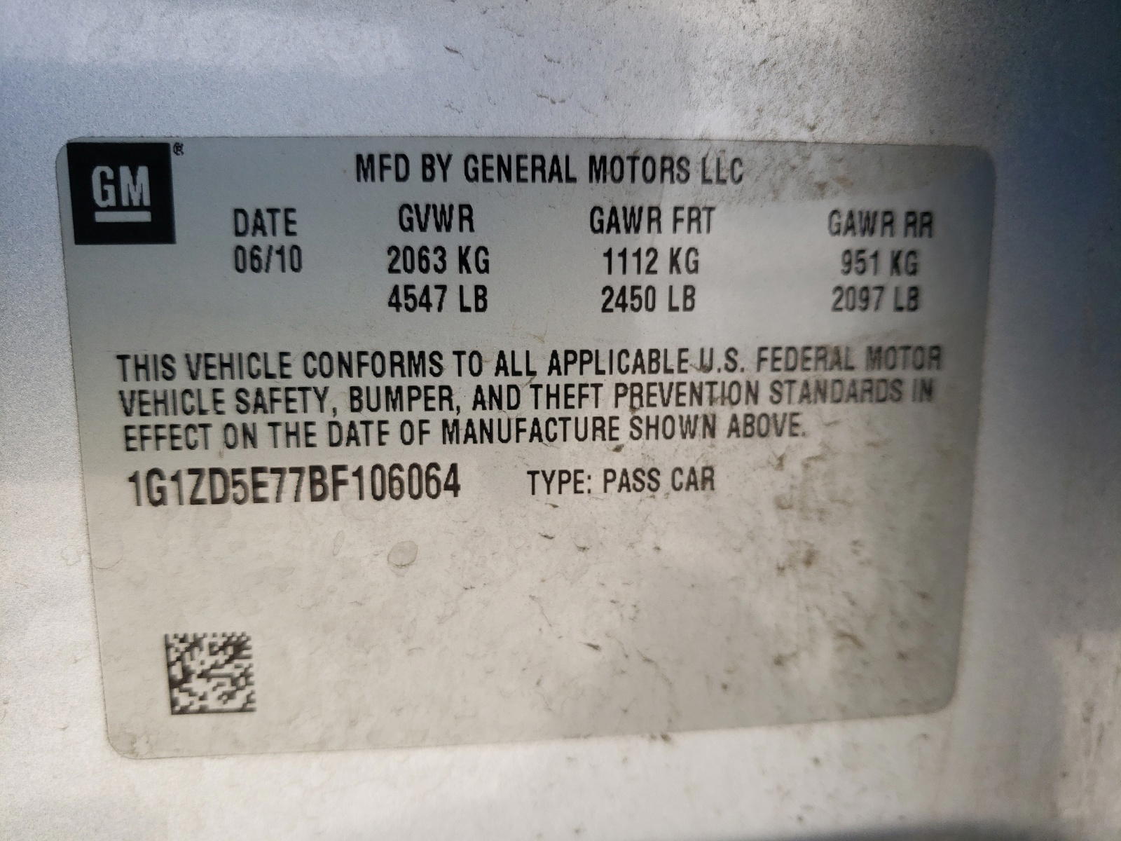 Photo 10 from auction – 2011 CHEVROLET MALIBU 2LT with VIN 1G1ZD5E77BF106064