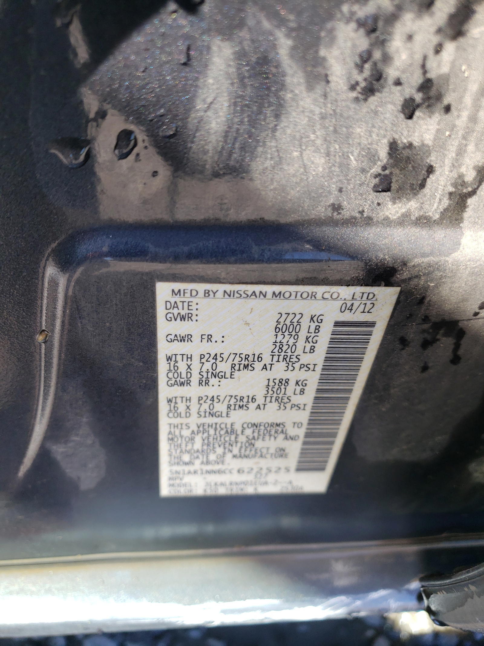 Photo 10 from auction – 2012 NISSAN PATHFINDER with VIN 5N1AR1NN6CC622525