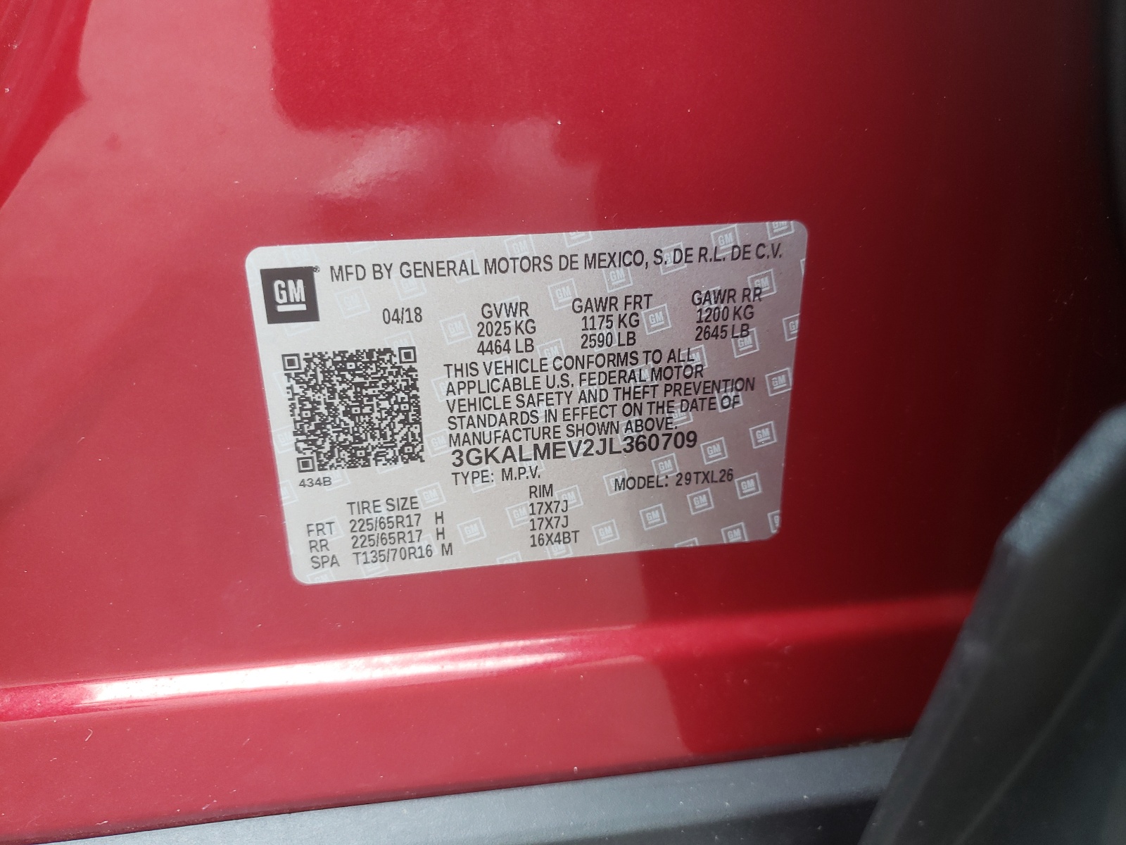 Photo 10 from auction – 2018 GMC TERRAIN SL with VIN 3GKALMEV2JL360709