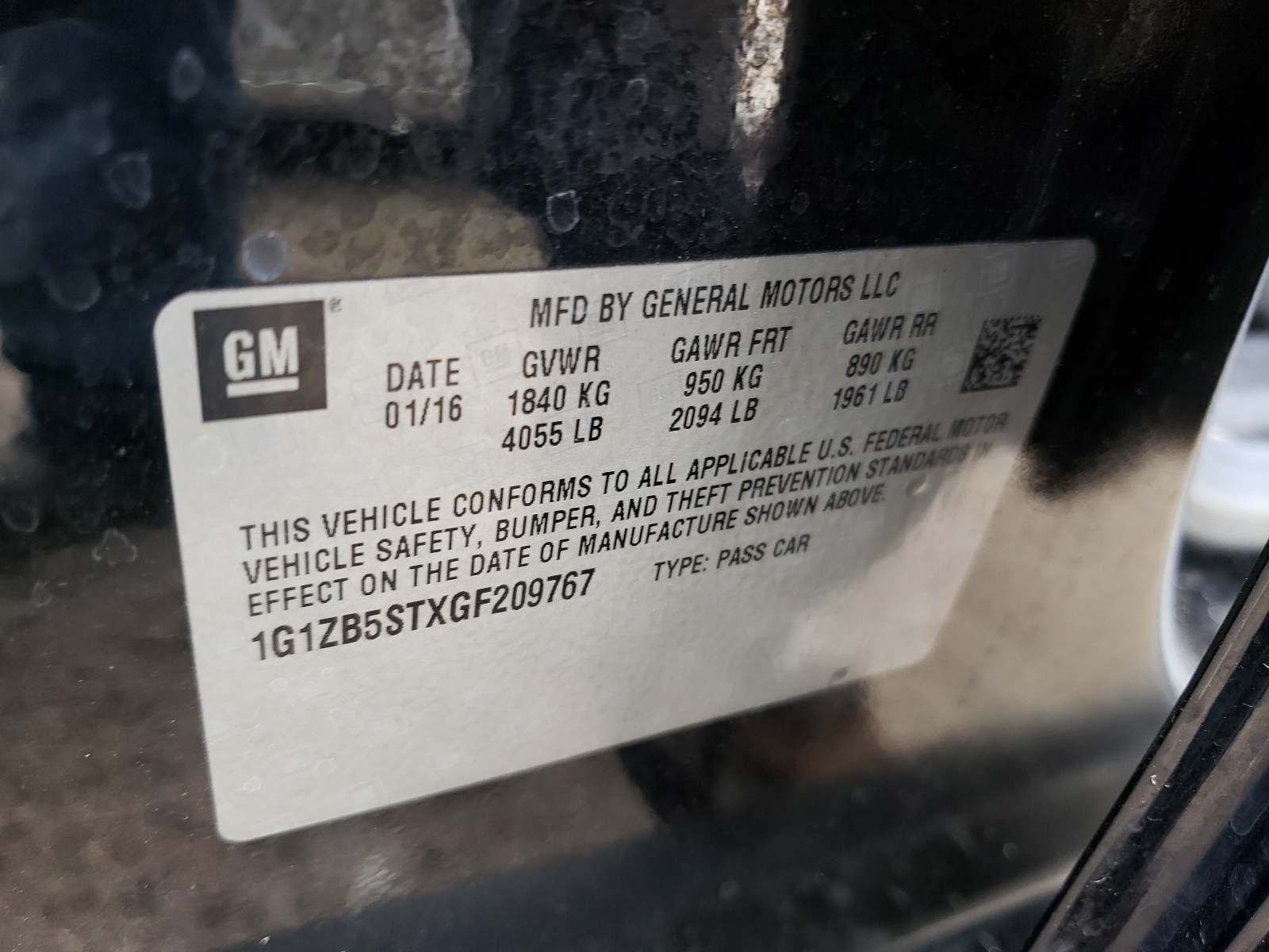 Photo 10 from auction – 2016 CHEVROLET MALIBU LS with VIN 1G1ZB5STXGF209767