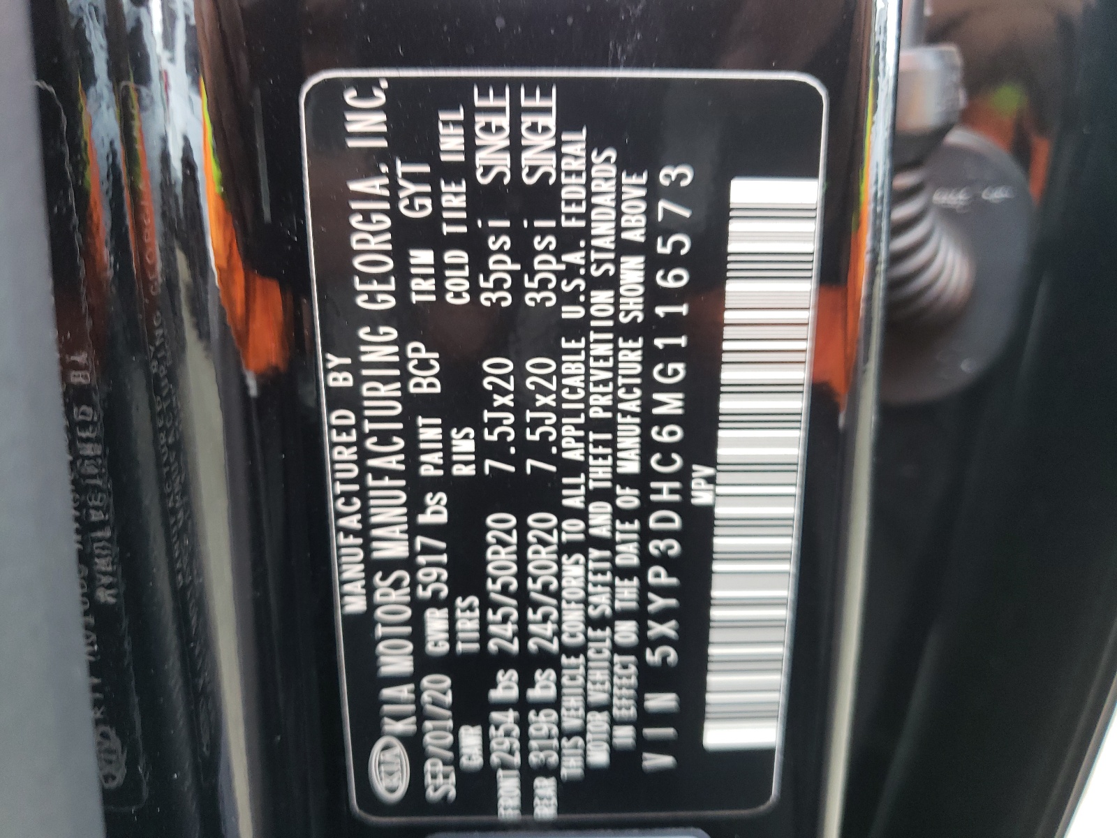 Photo 10 from auction – 2021 KIA TELLURIDE with VIN 5XYP3DHC6MG116573